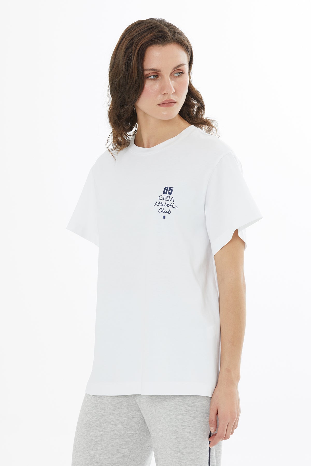 White Crystal Print Oversized T-Shirt