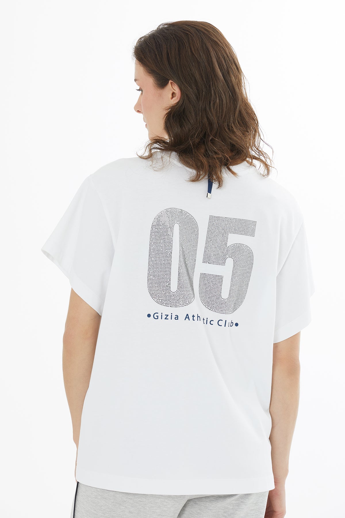 White Crystal Print Oversized T-Shirt