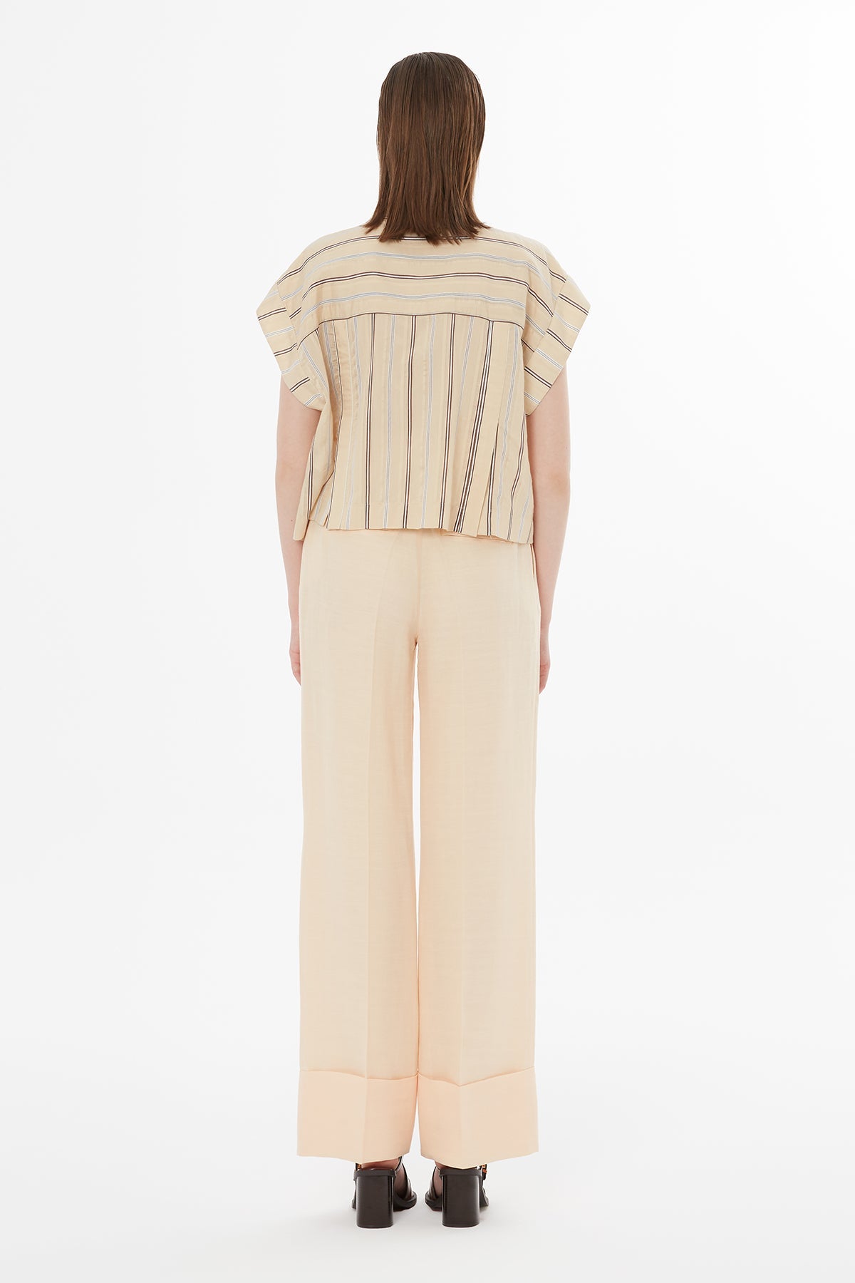 Orange Stripe Detail Pocket Blouse