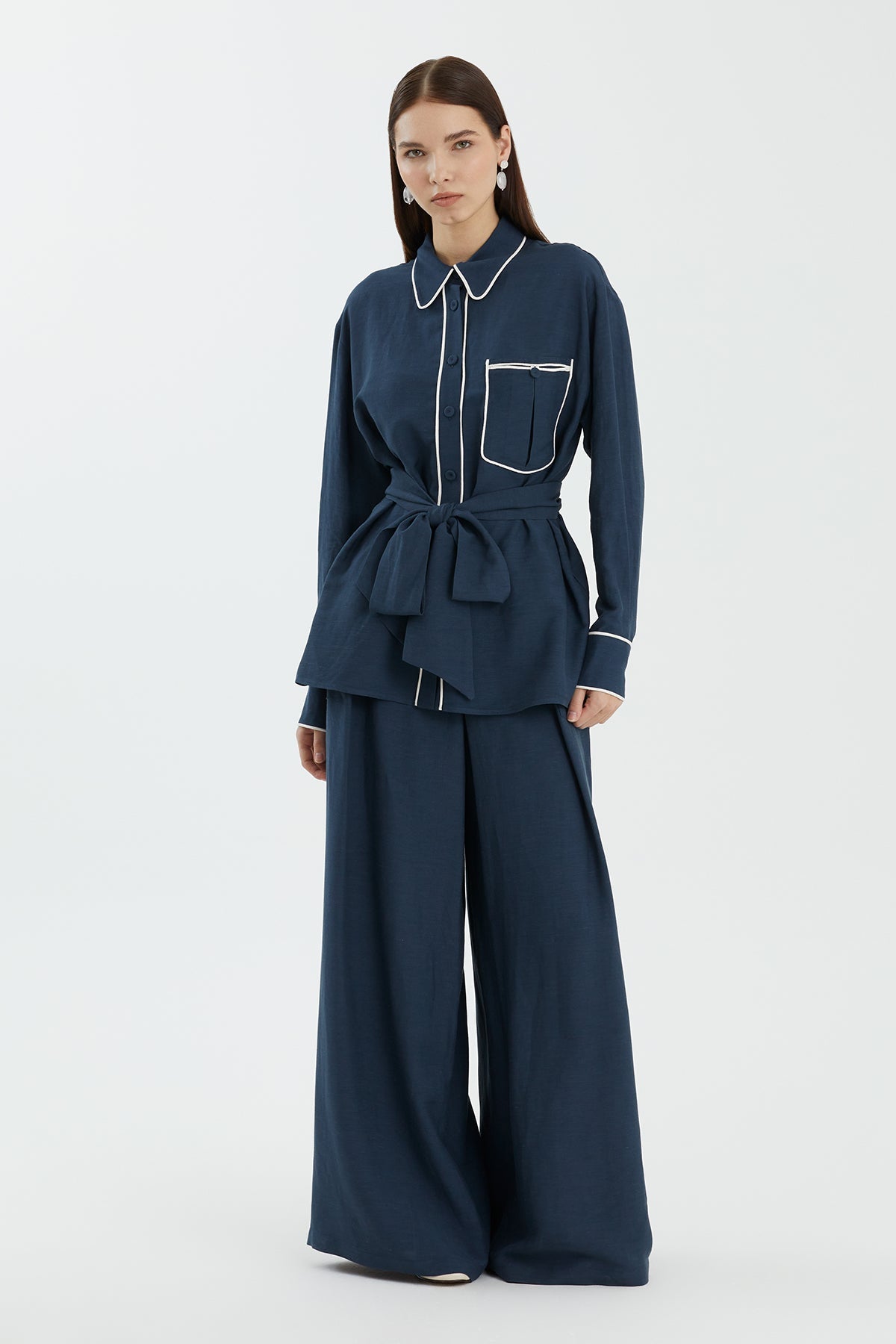 Dark Blue Contrast Detail Shirt