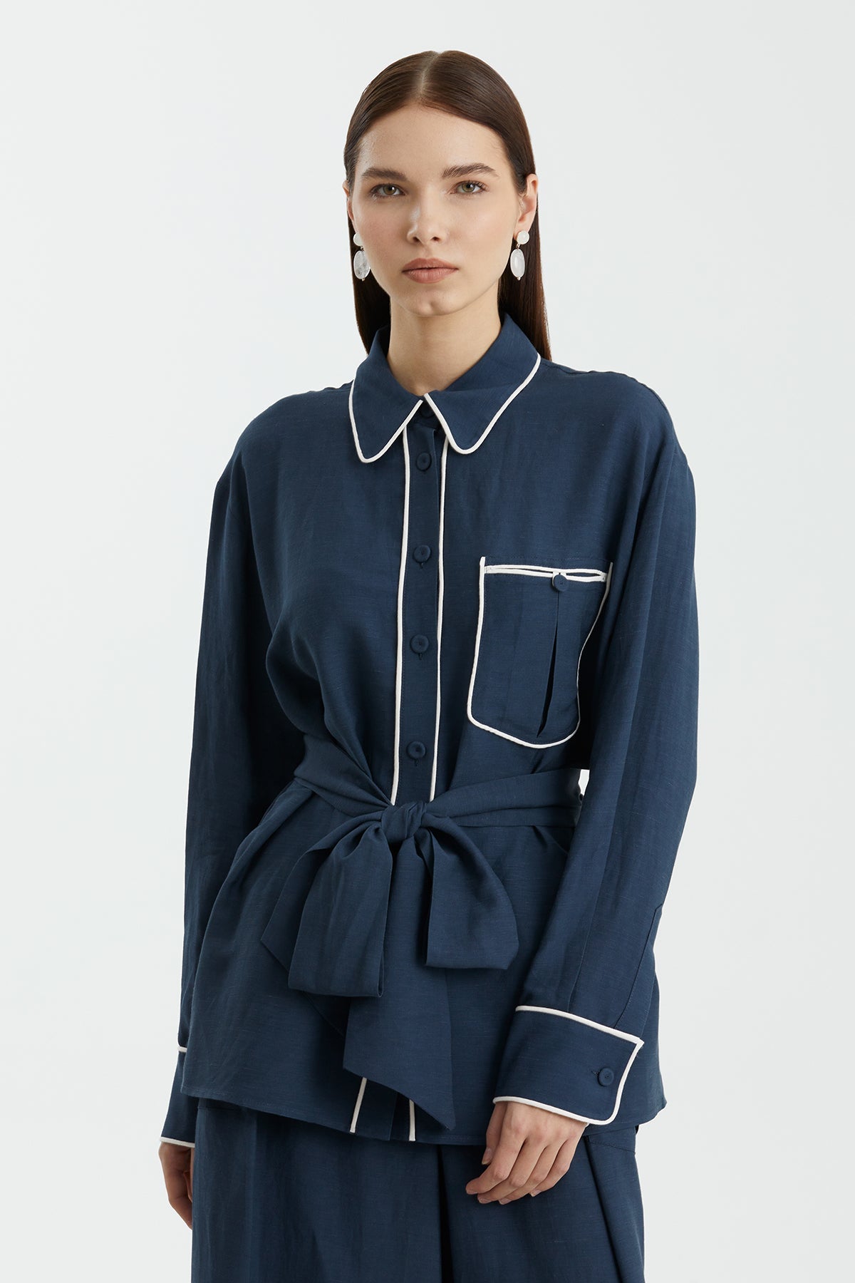 Dark Blue Contrast Detail Shirt