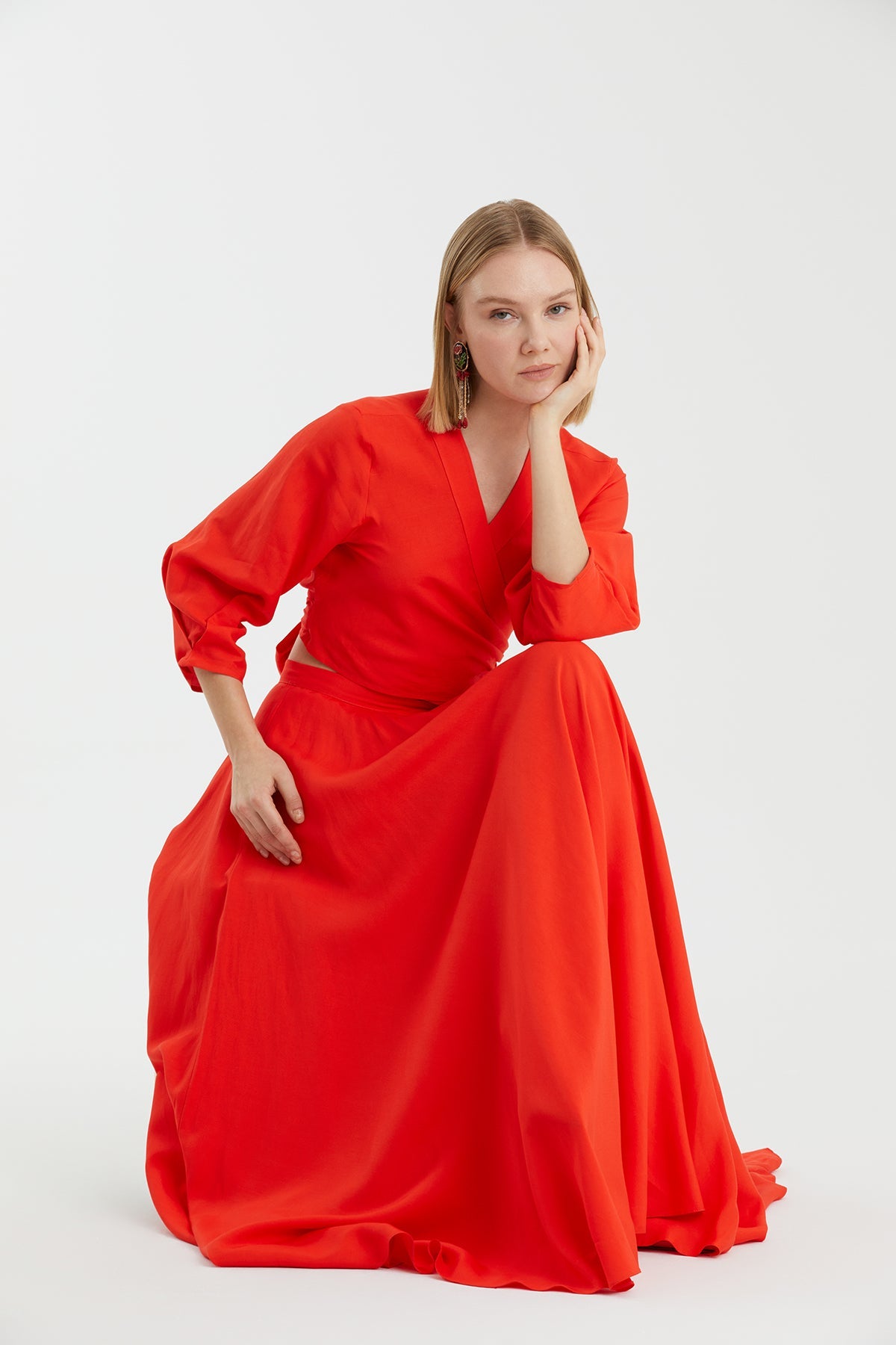Red Wrap Blouse