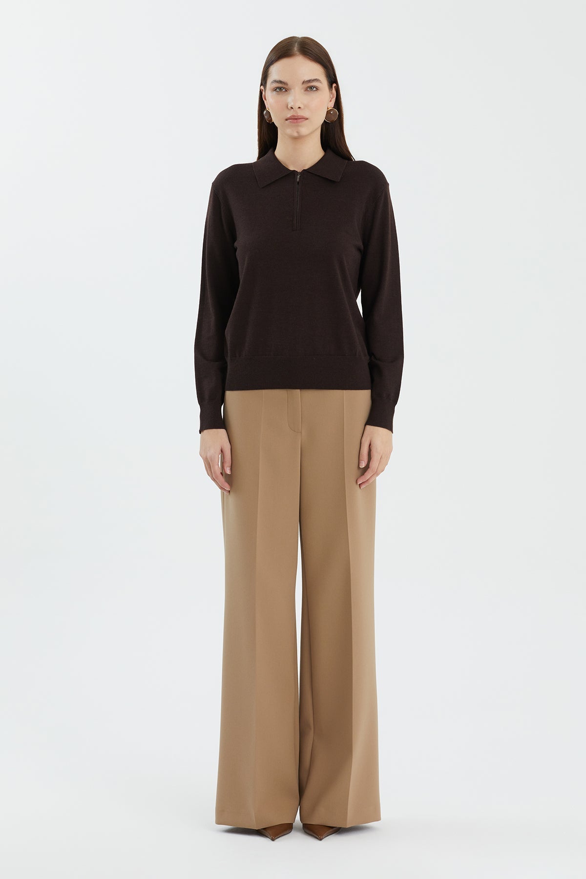 Brown Wool Silk Blend Knit