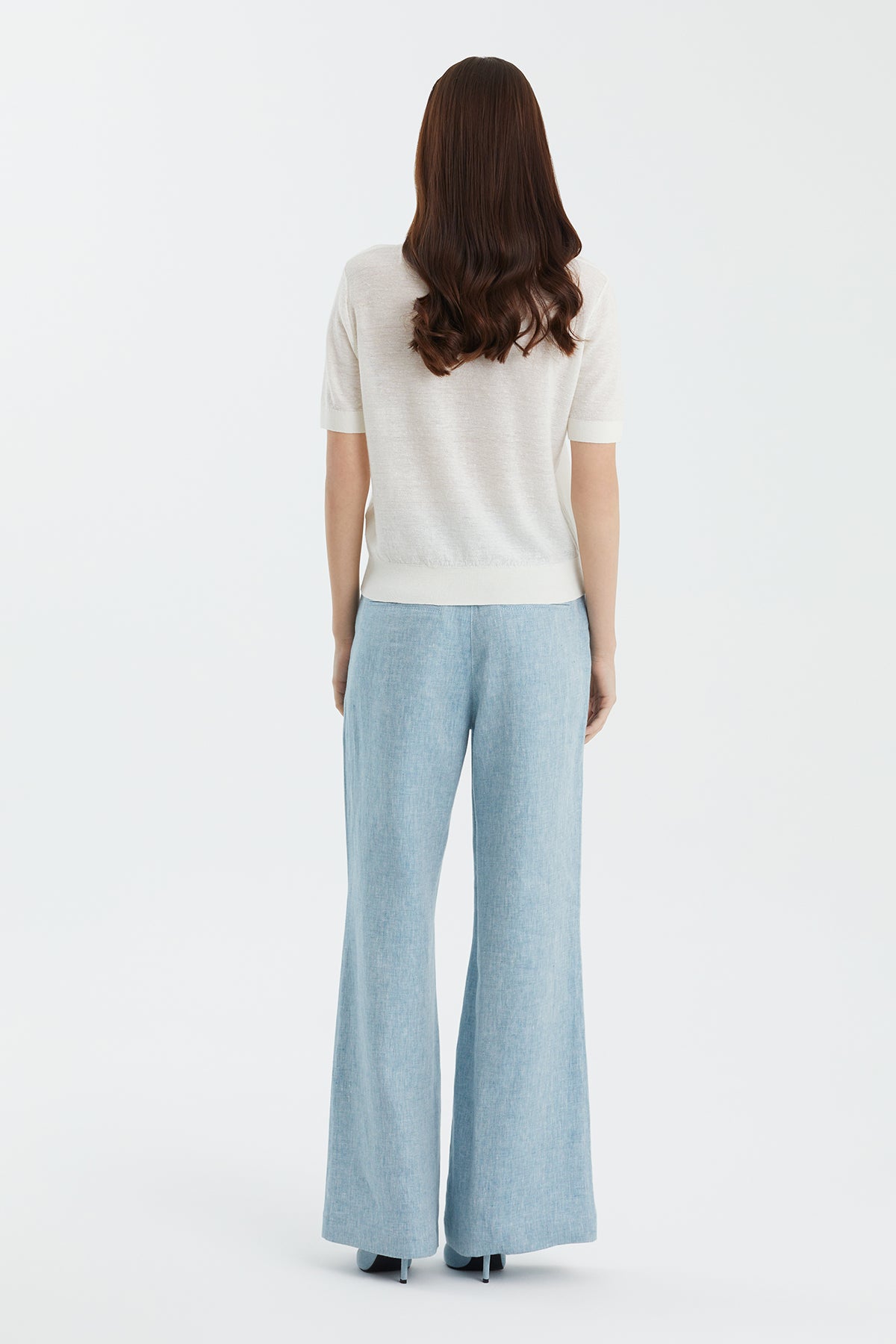 White Wool-Blend Crewneck Knit