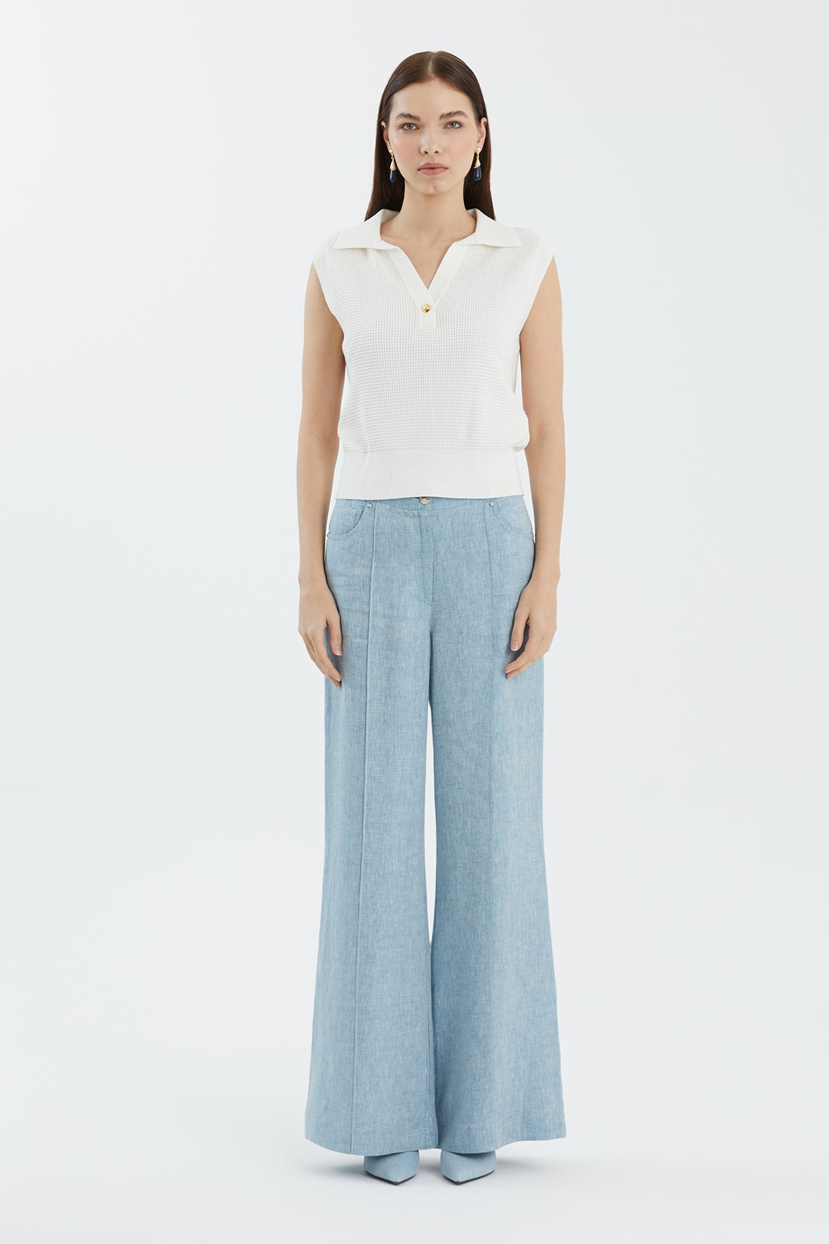 White Classic Polo Neck Knit