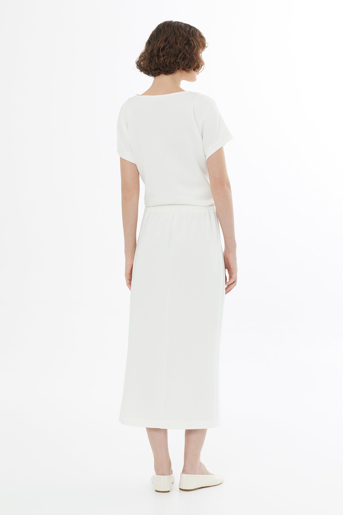 Ecru Rose Embroidered Midi Skirt