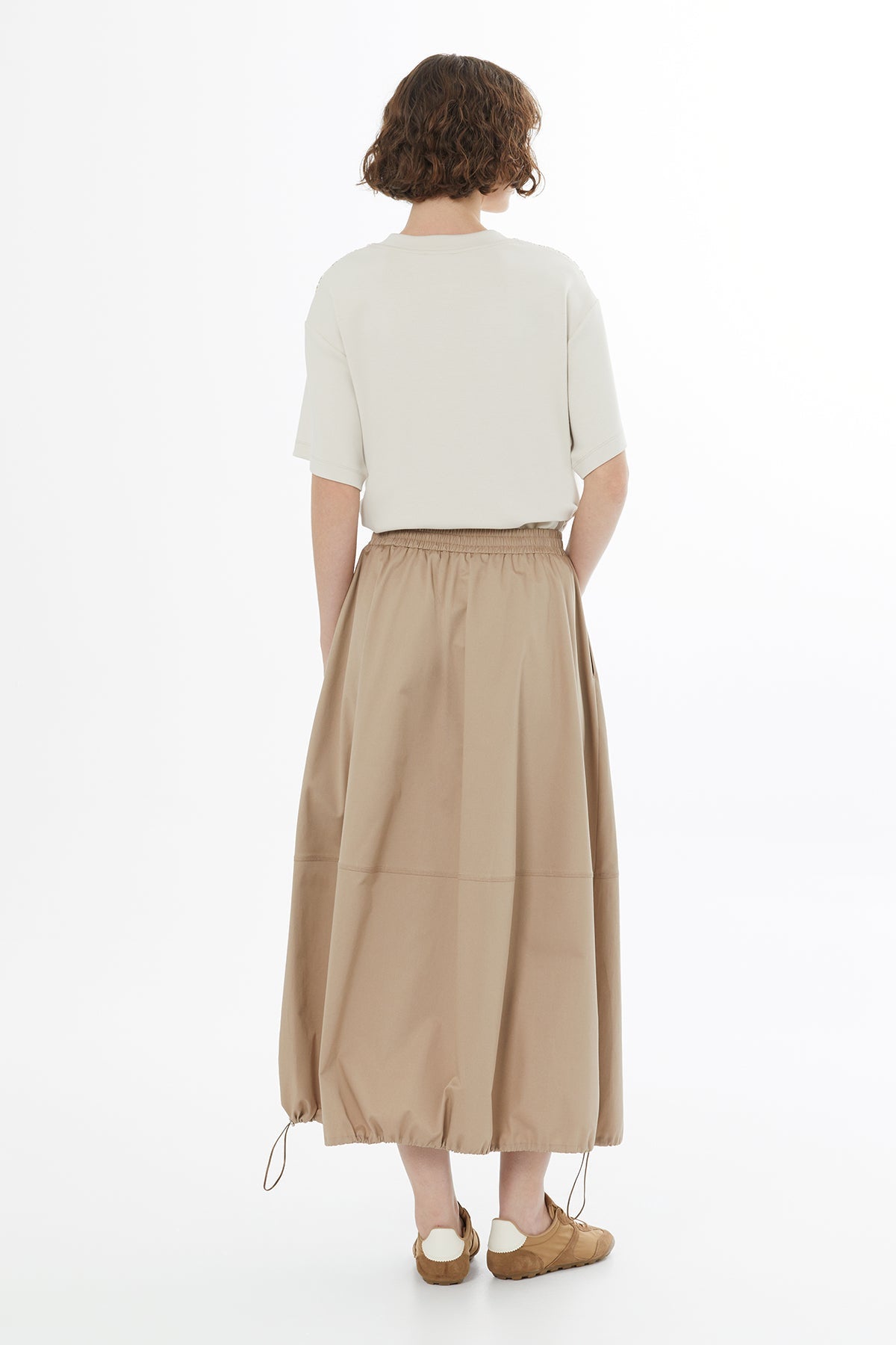Beıge Balloon Silhouette Pocket Skirt