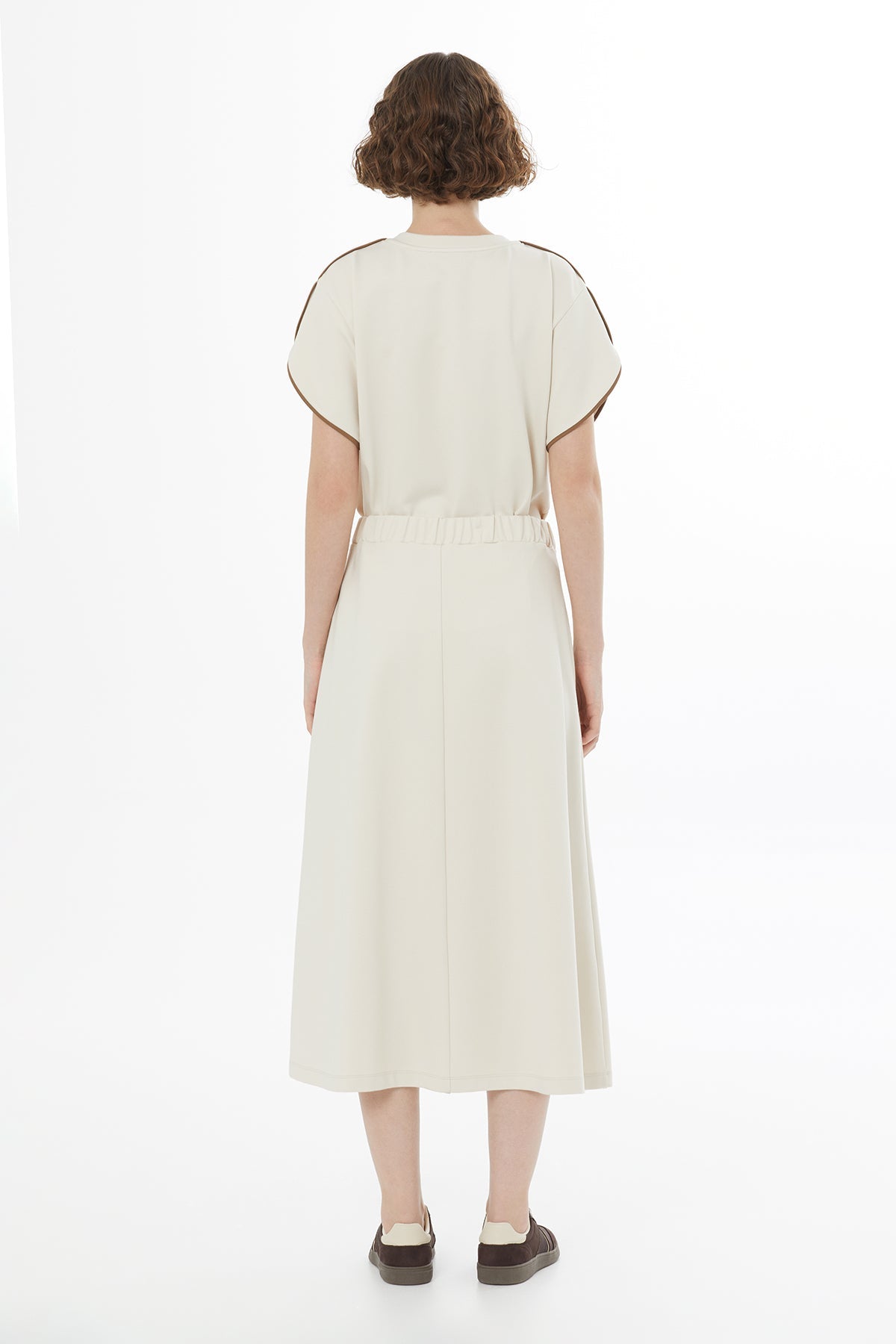 Beıge Logo Detail Gathered Skirt