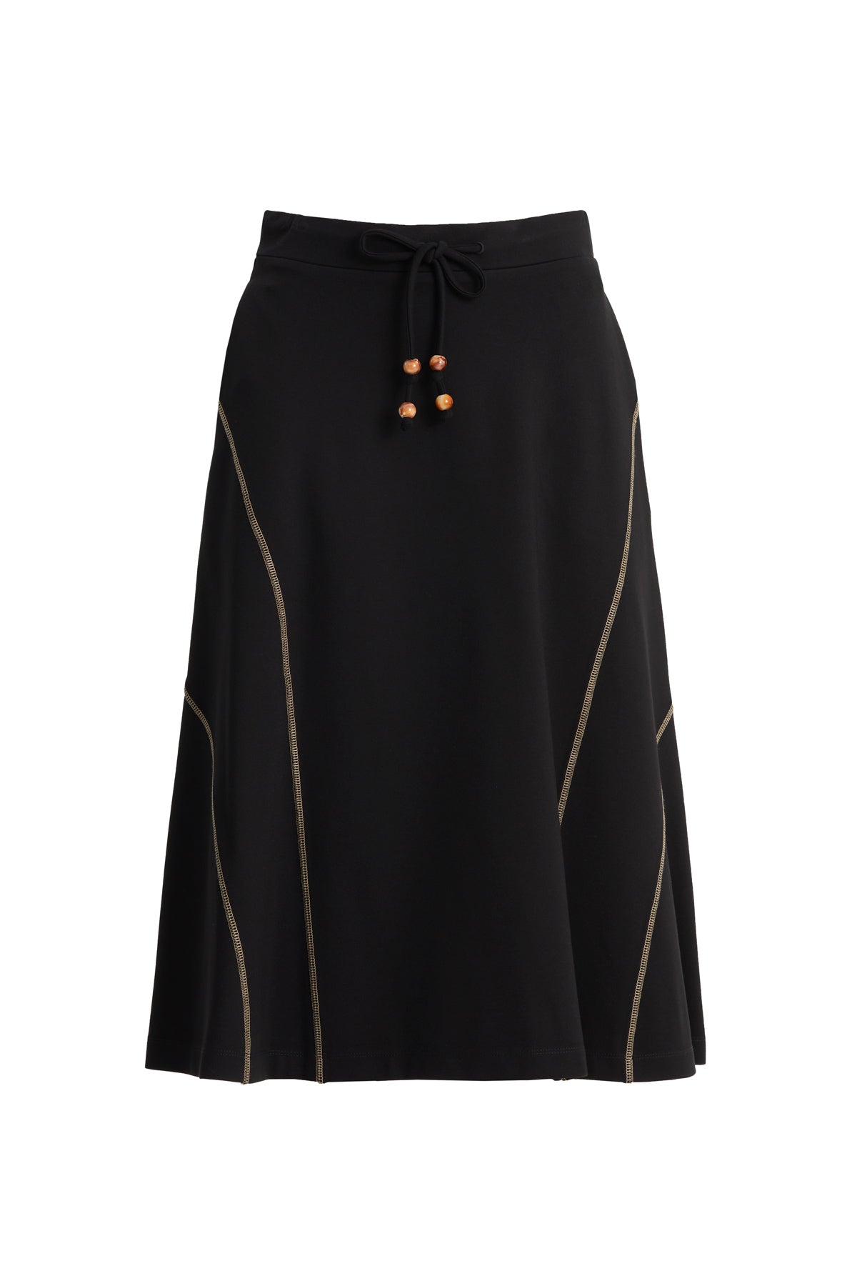 Black Modern A-Line Midi Skirt