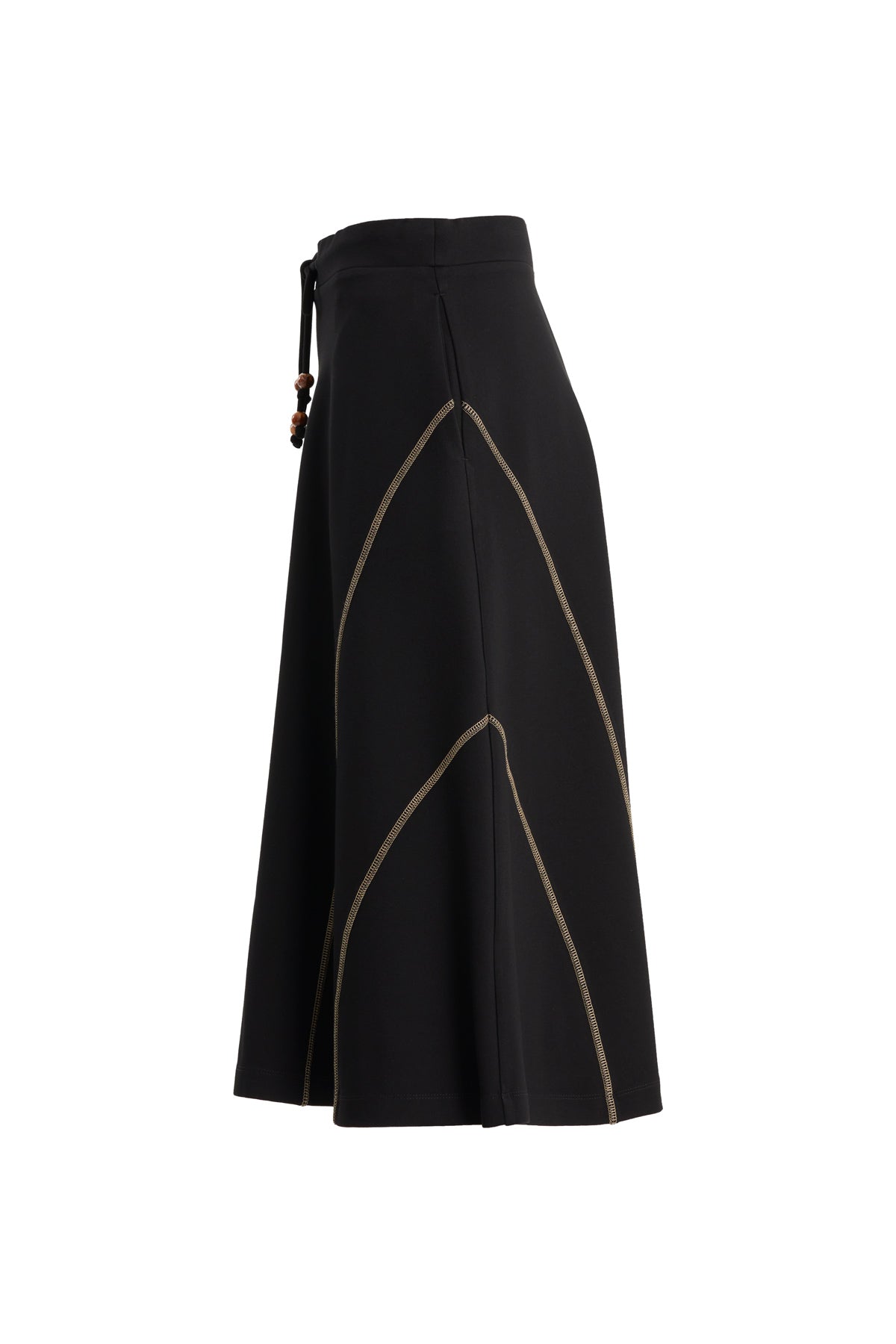 Black Modern A-Line Midi Skirt