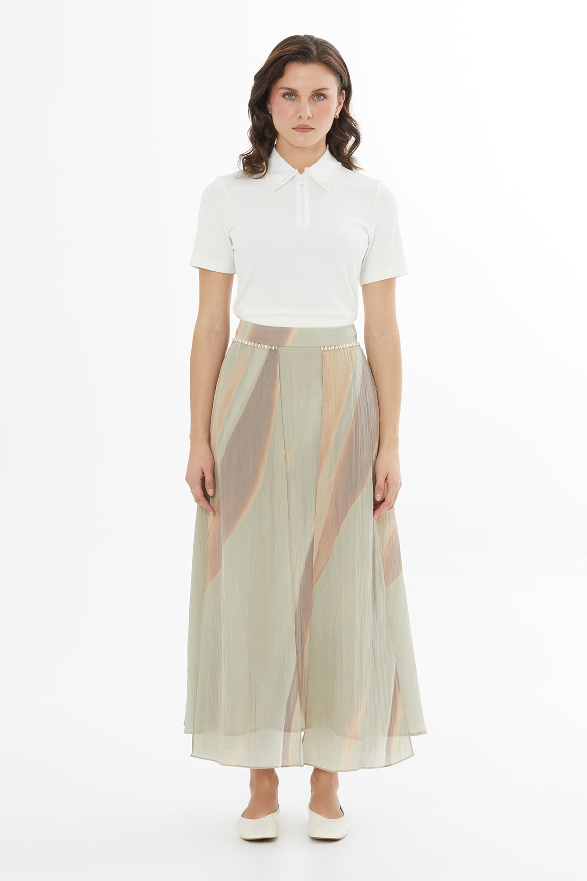 Embroidered Panelled Skirt
