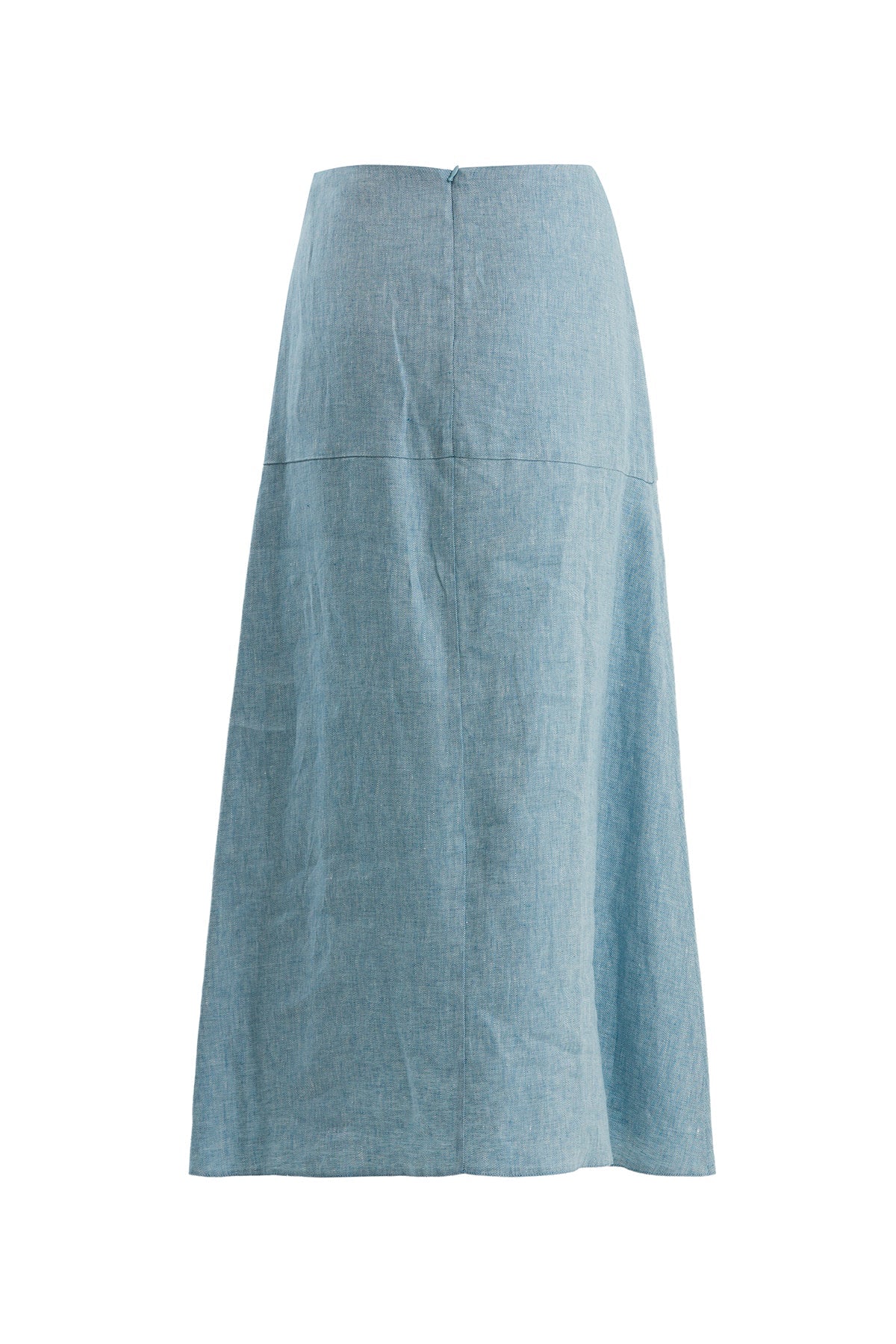 Blue Asymmetric Linen Midi Skirt