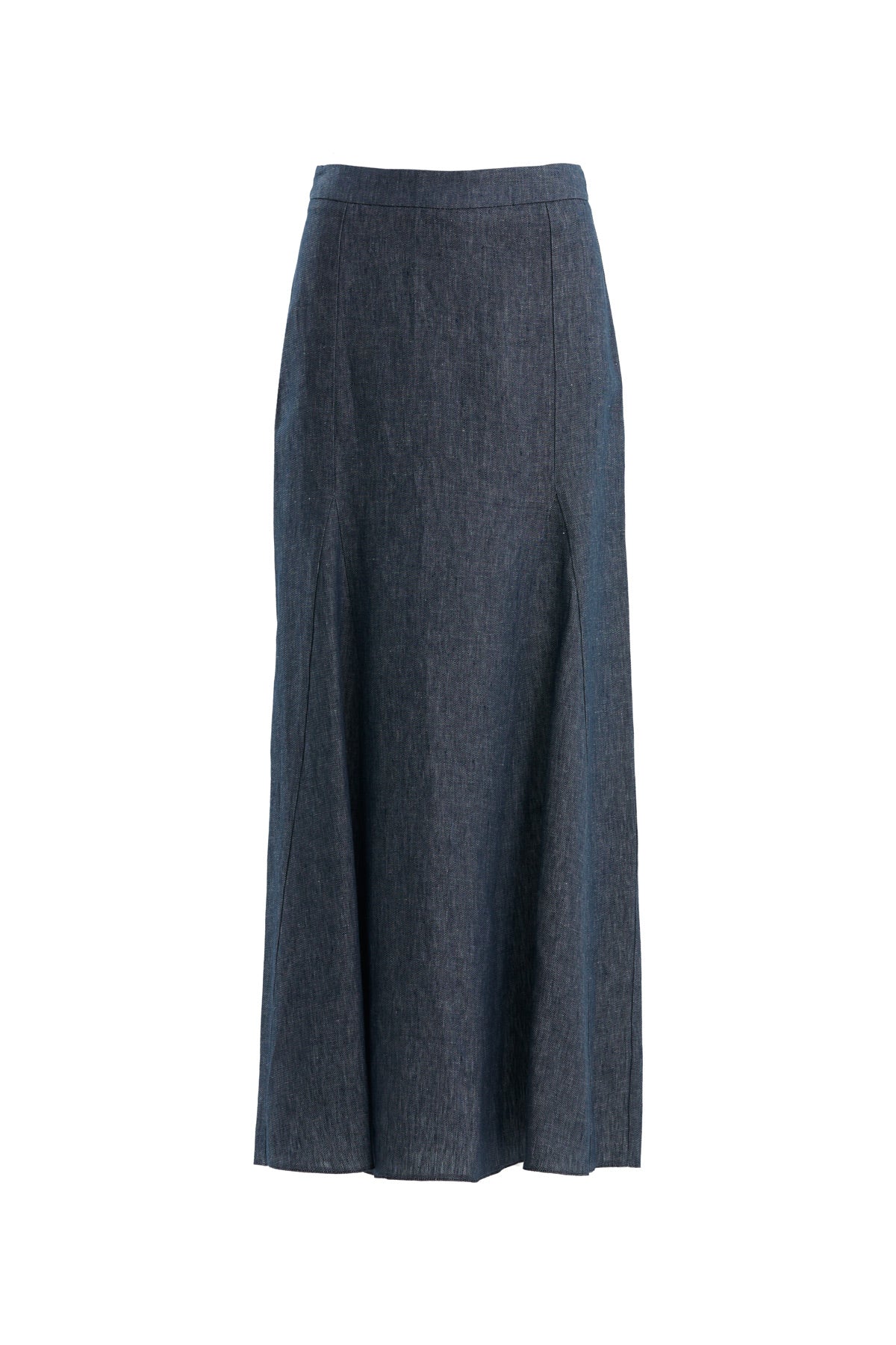 Blue Straight-Cut Linen Long Skirt