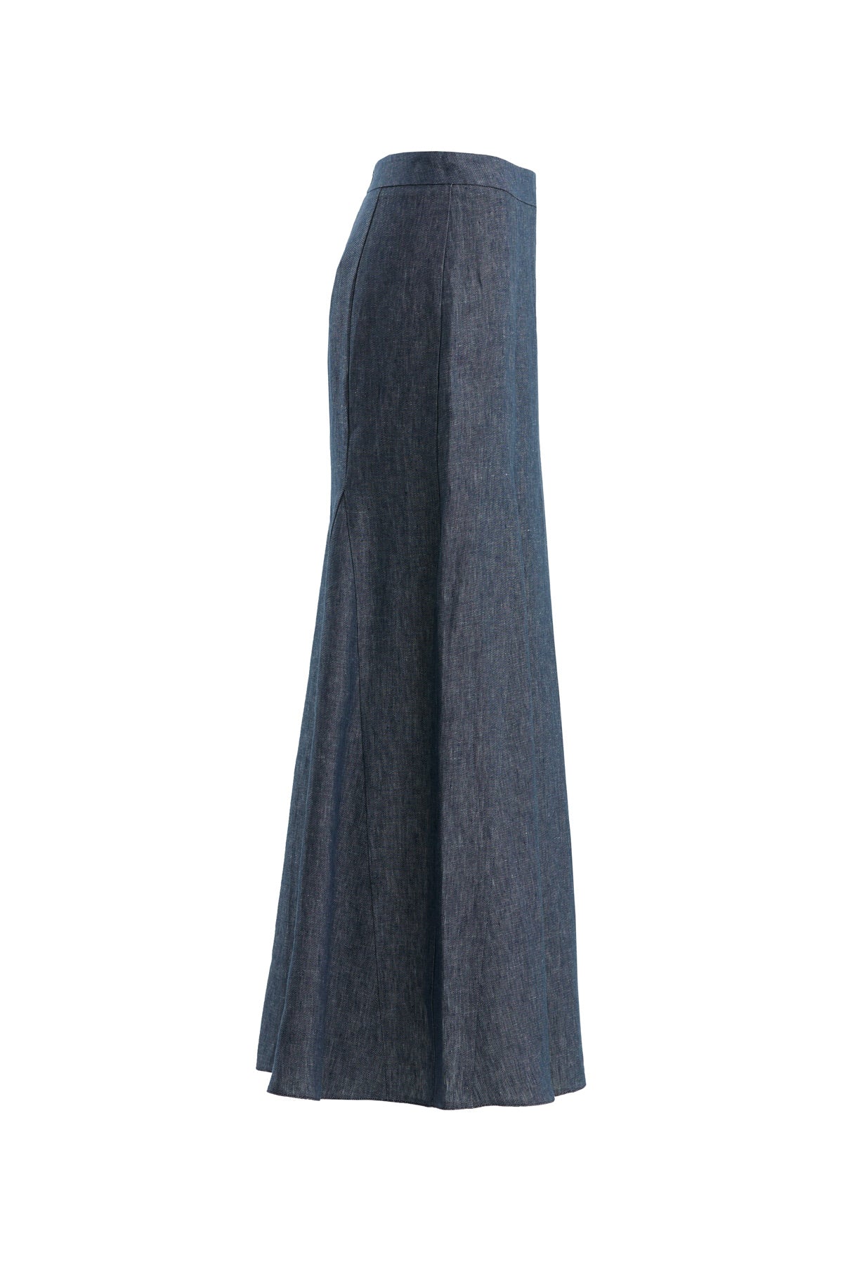Blue Straight-Cut Linen Long Skirt