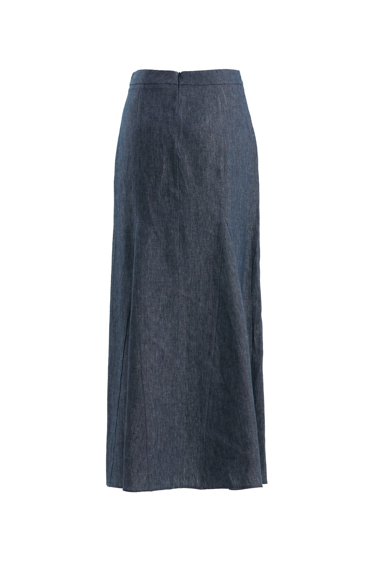 Blue Straight-Cut Linen Long Skirt