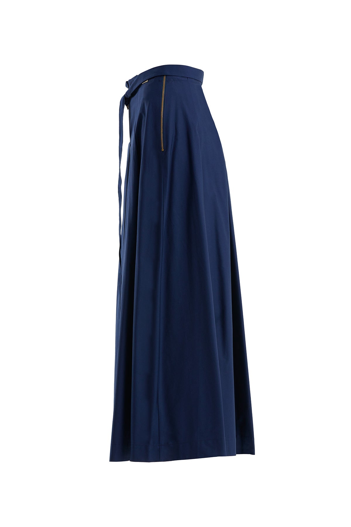 Dark Navy Side Zip Pleated Skirt