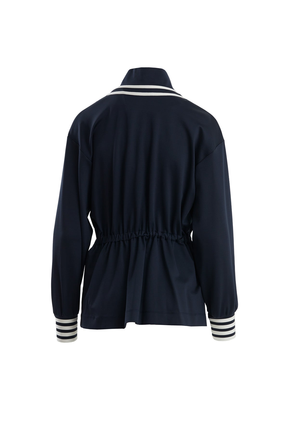 Blue Gathered Waist Zip Jacket