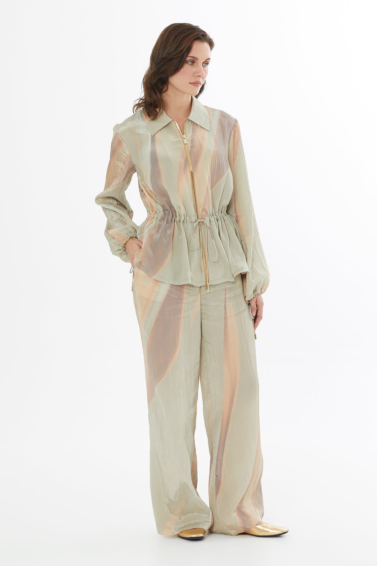 Zip Detail Tie Jacket