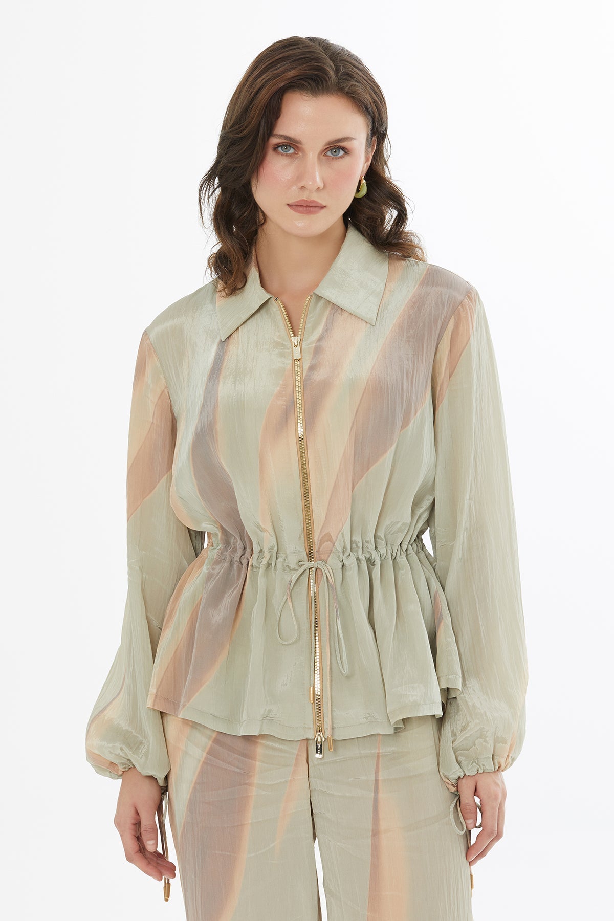 Zip Detail Tie Jacket