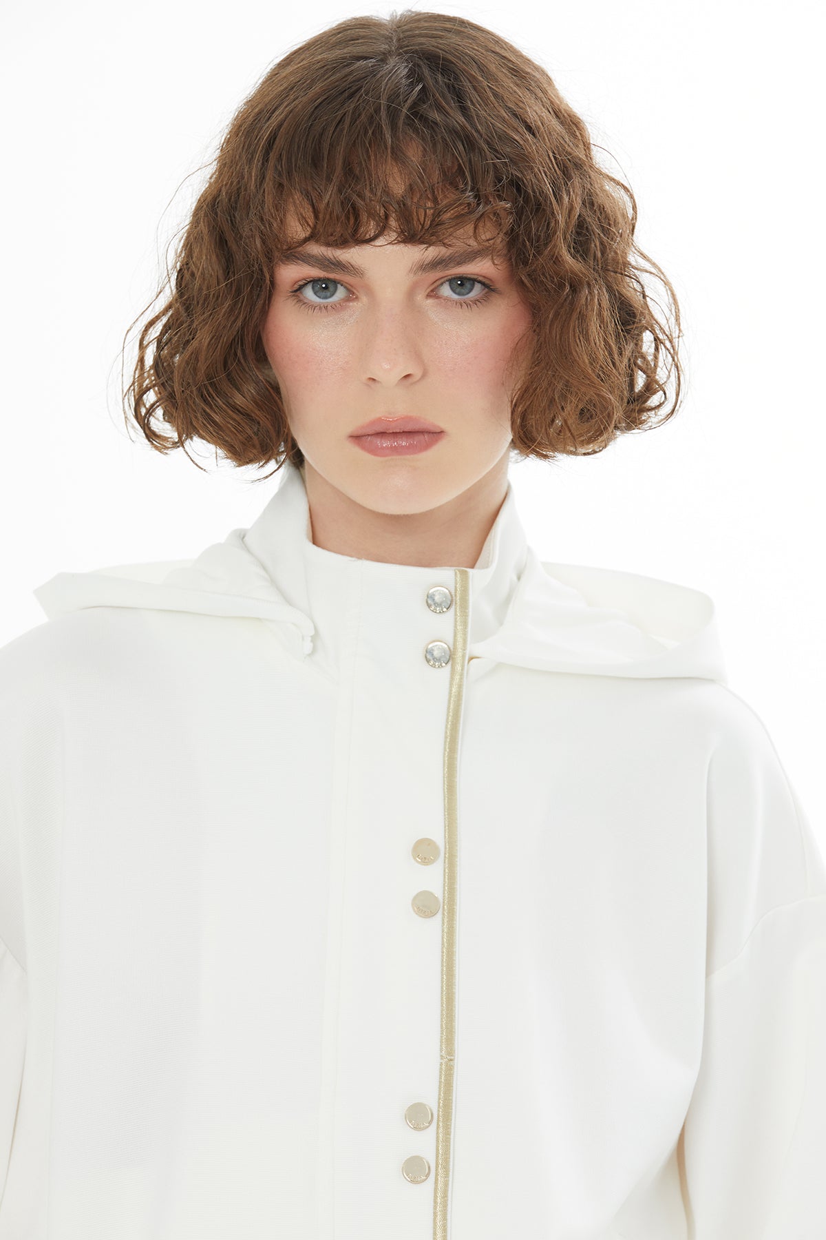 Ecru Embroidered Hooded Sweatshirt