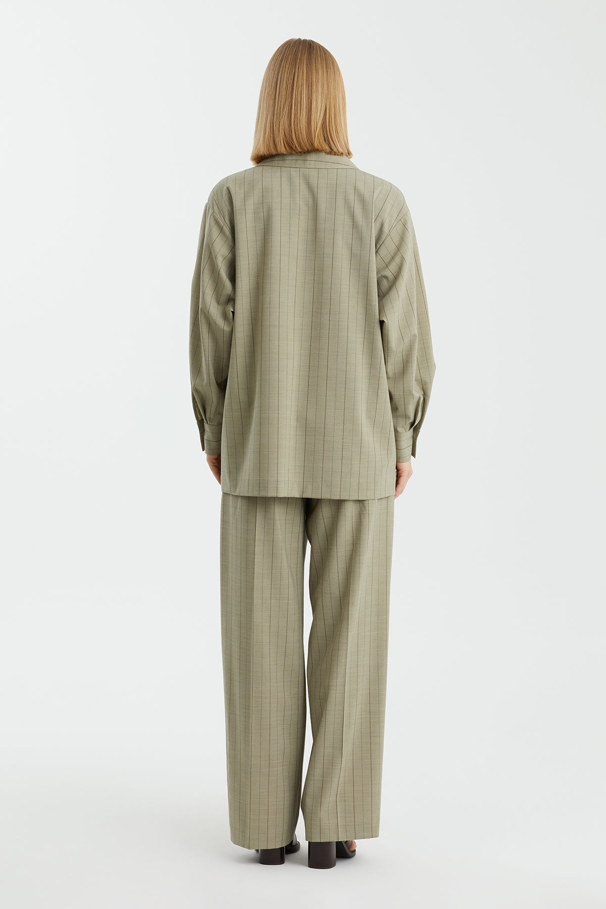 Green Front-Pocket Wool-Blend Jacket