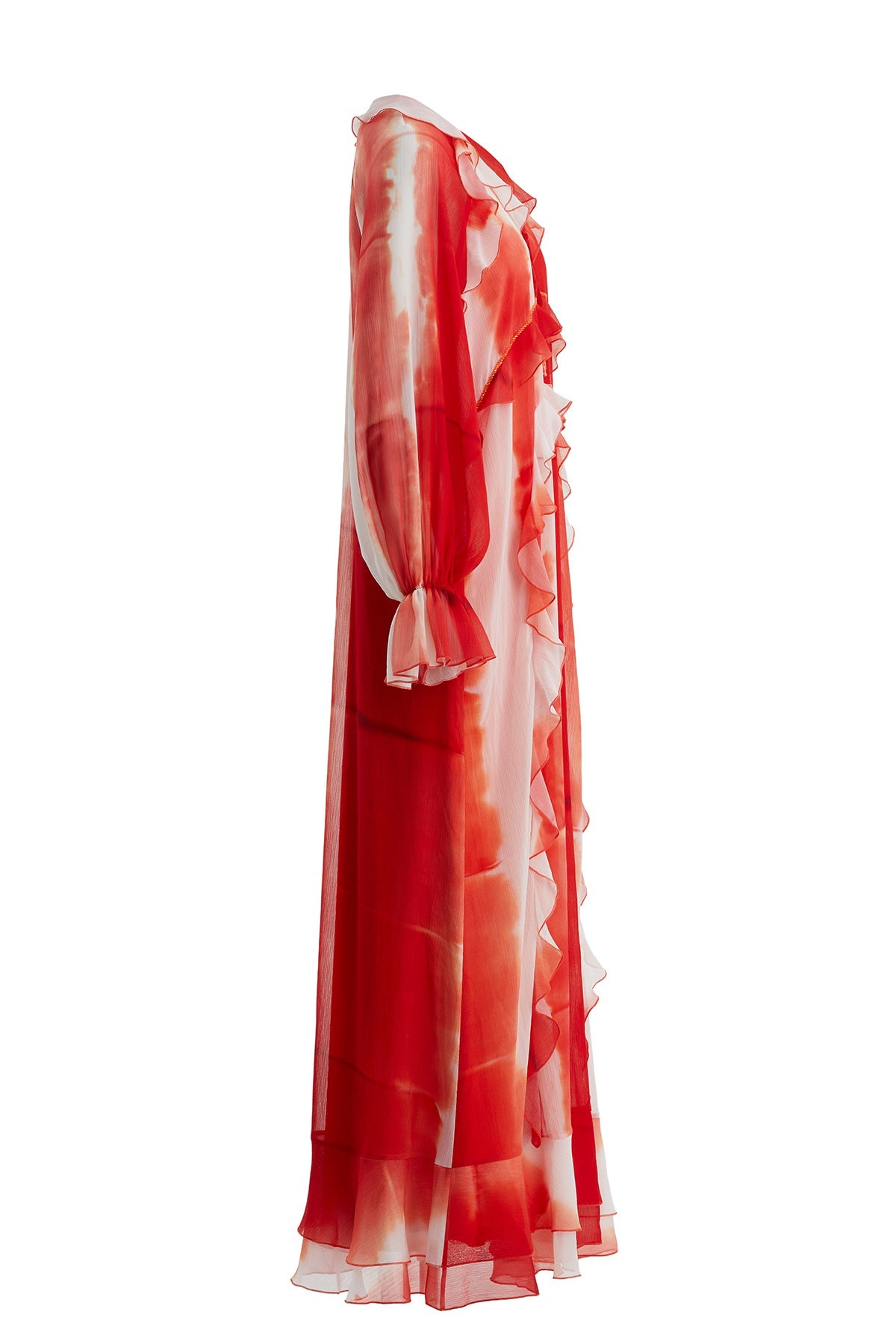 Ruffle Detail Printed Maxi Dress