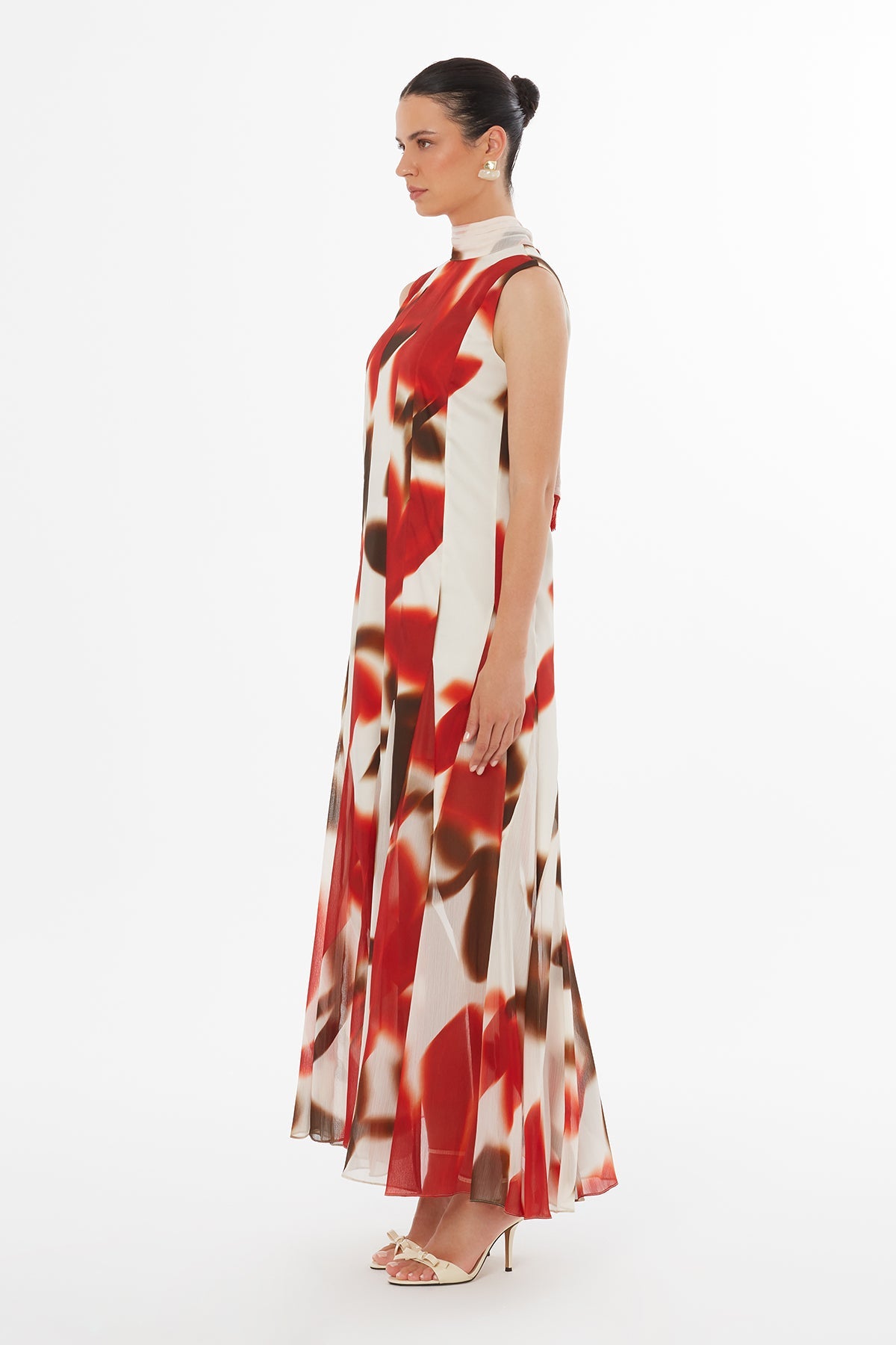 Embroidered Scarf-Hem Maxi Dress