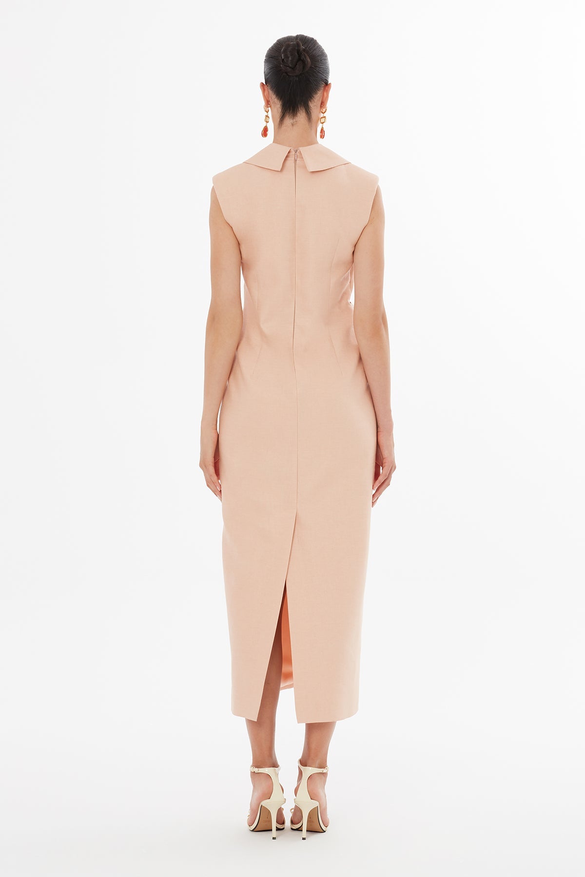 Pink Shoulder Padded Maxi Dress