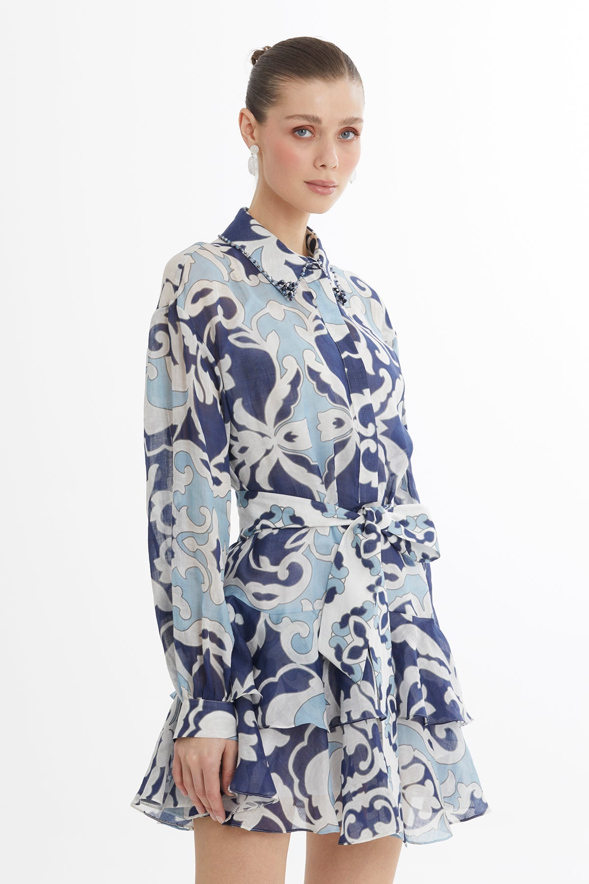 Asymmetric Ruffle Mini Dress