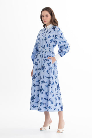 Blue Sequin Shirt Dress