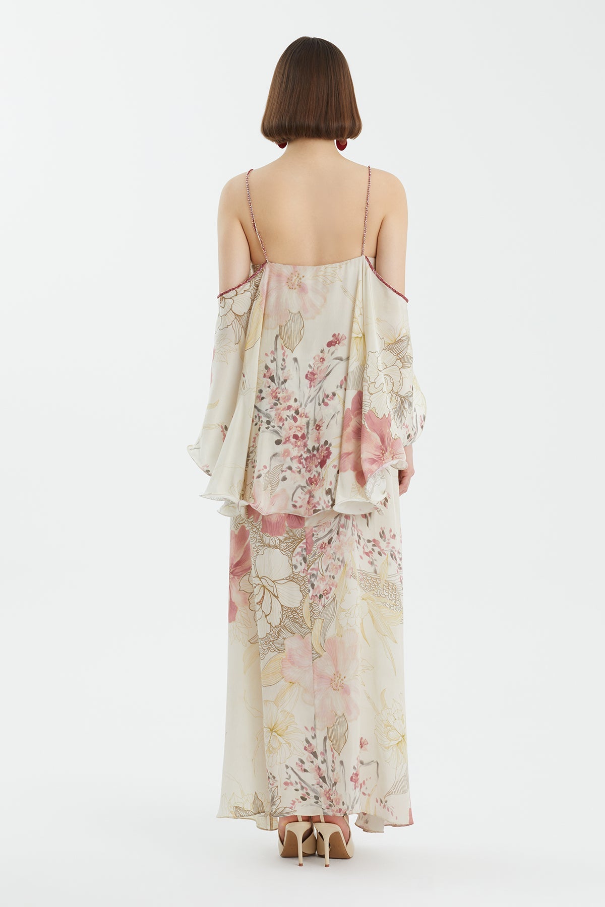 Embroidered Tie-Waist Printed Dress