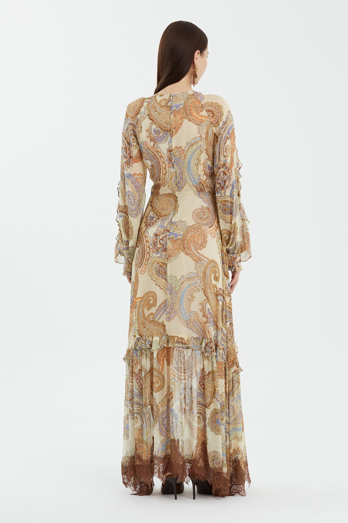 Scarf Print Lace Detail Dress