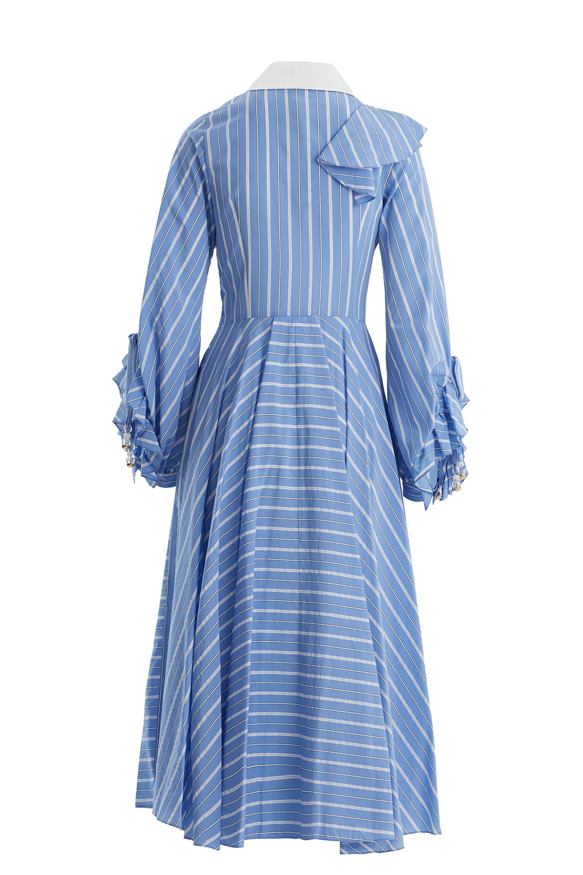 Blue Ruffle Detail Midi Dress