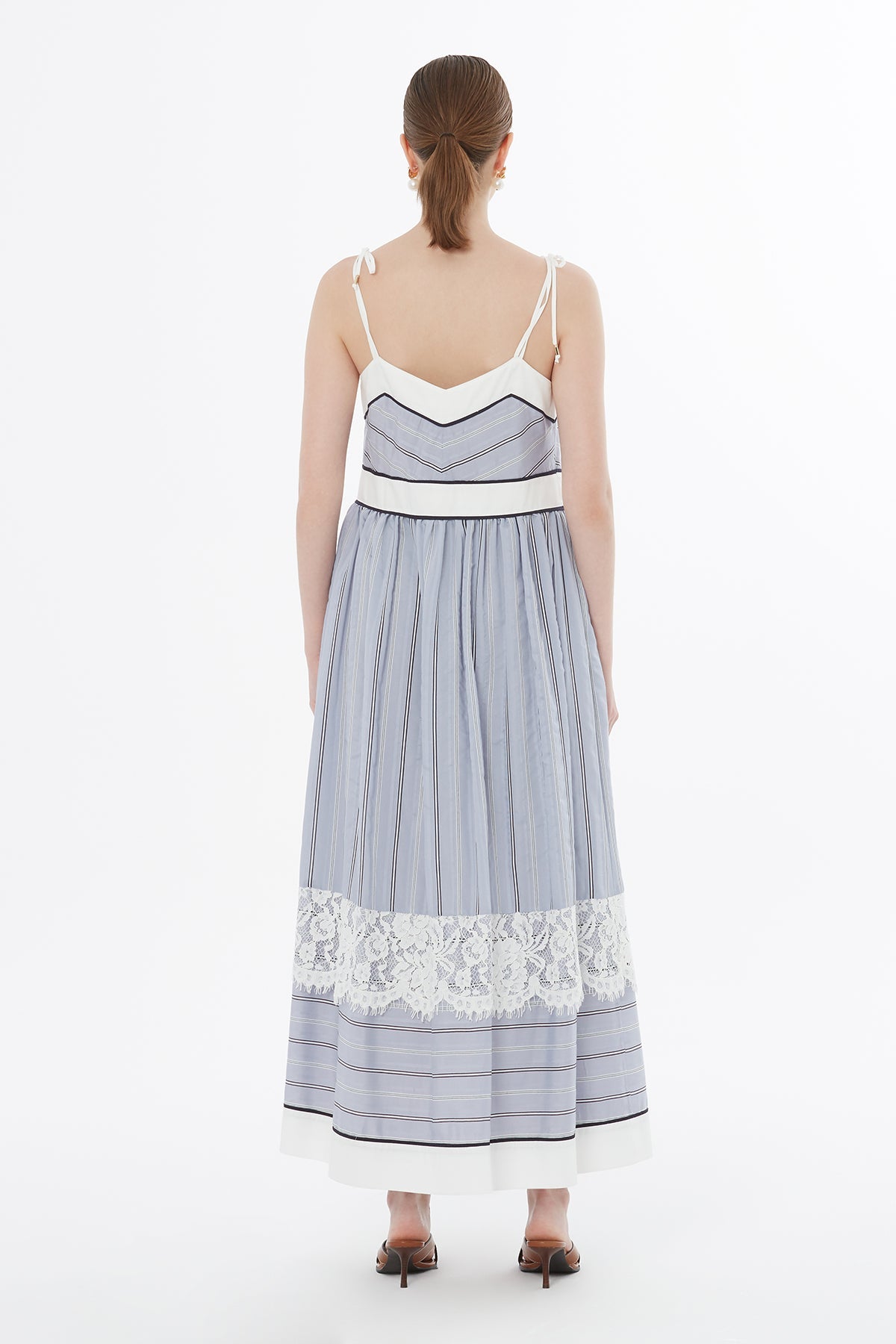 Blue Lace Trim Detail Dress