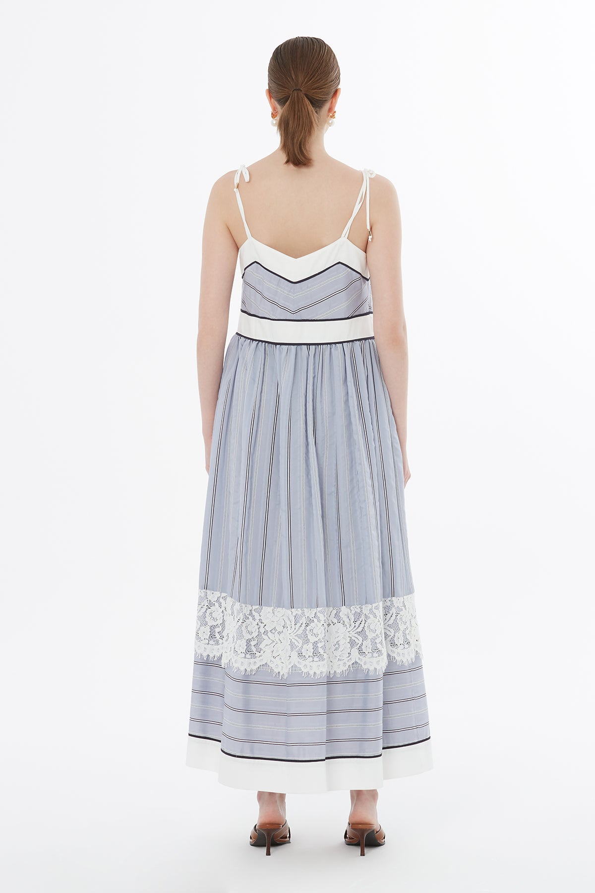 Blue Lace Trim Detail Dress