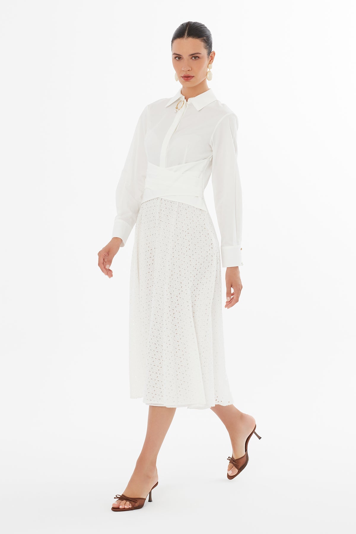 Ecru Collared Maxi Dress