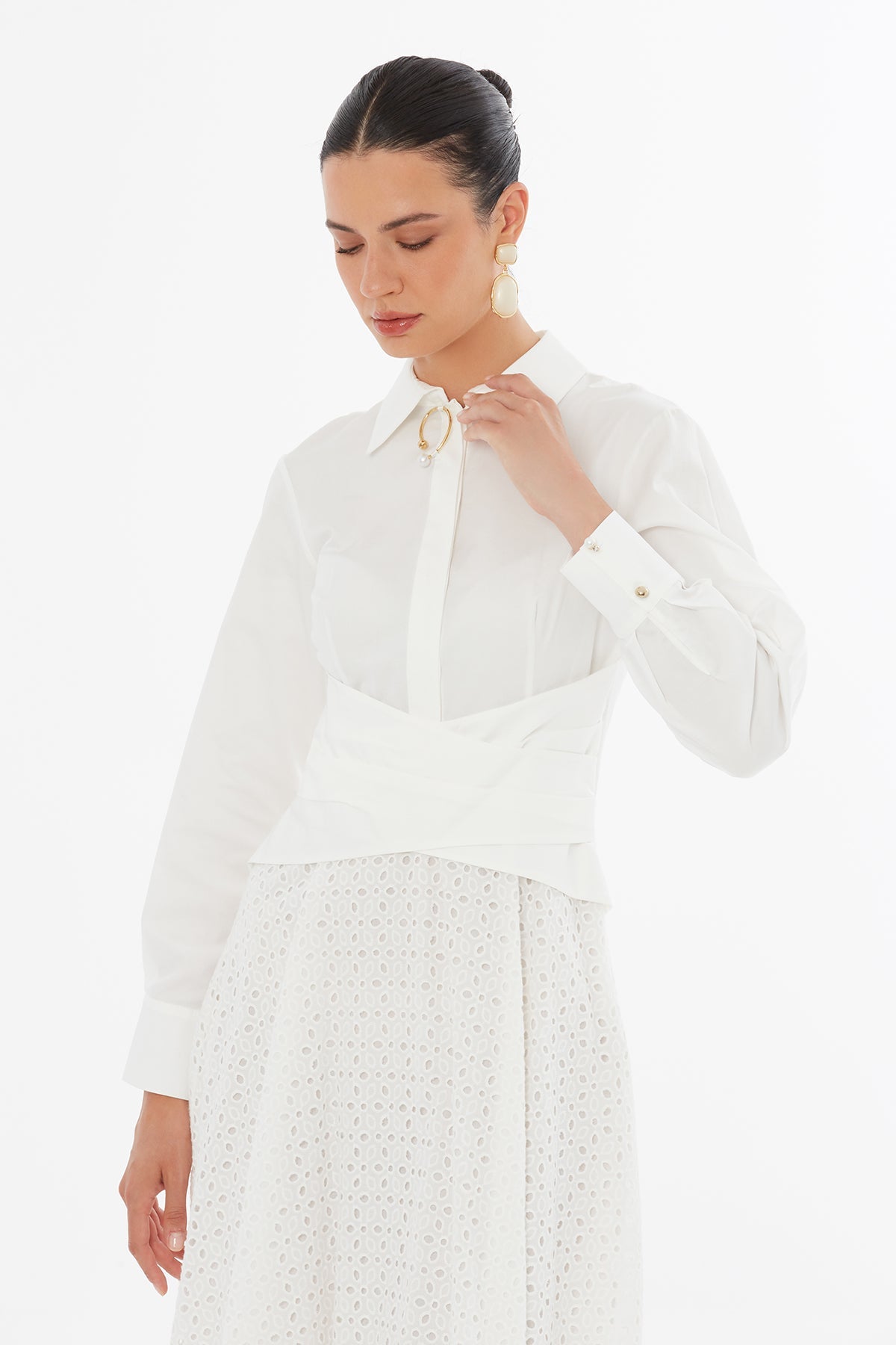 Ecru Collared Maxi Dress