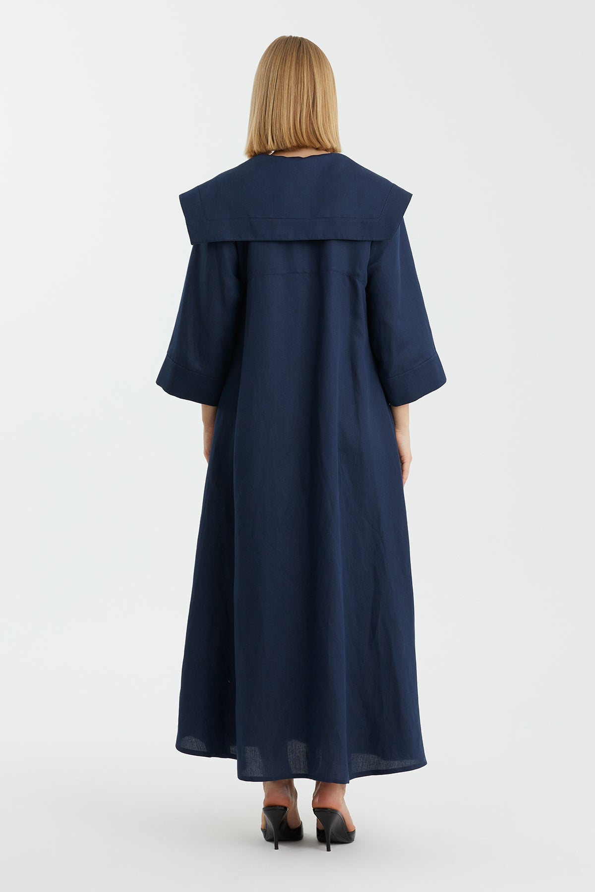 Dark Navy Zip-Front Maxi Dress