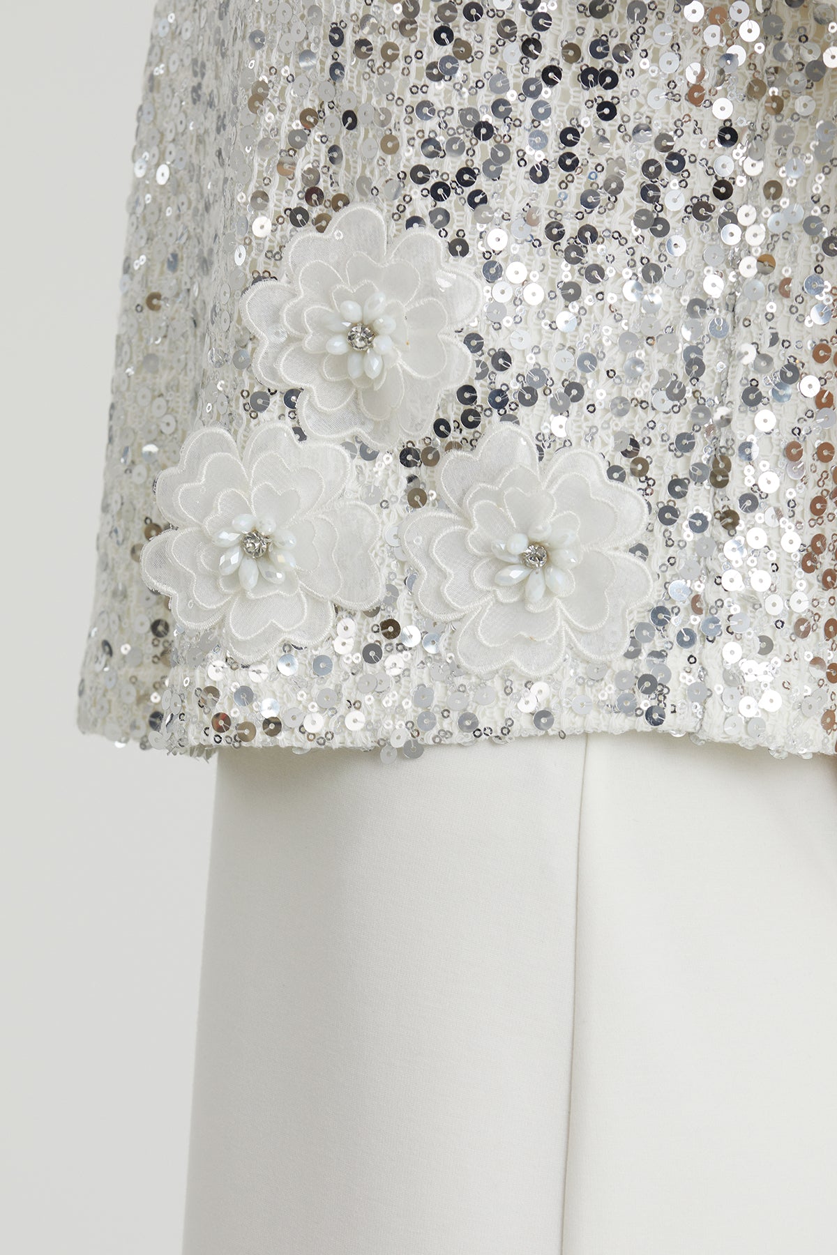White Floral Embroidered Stretch Dress