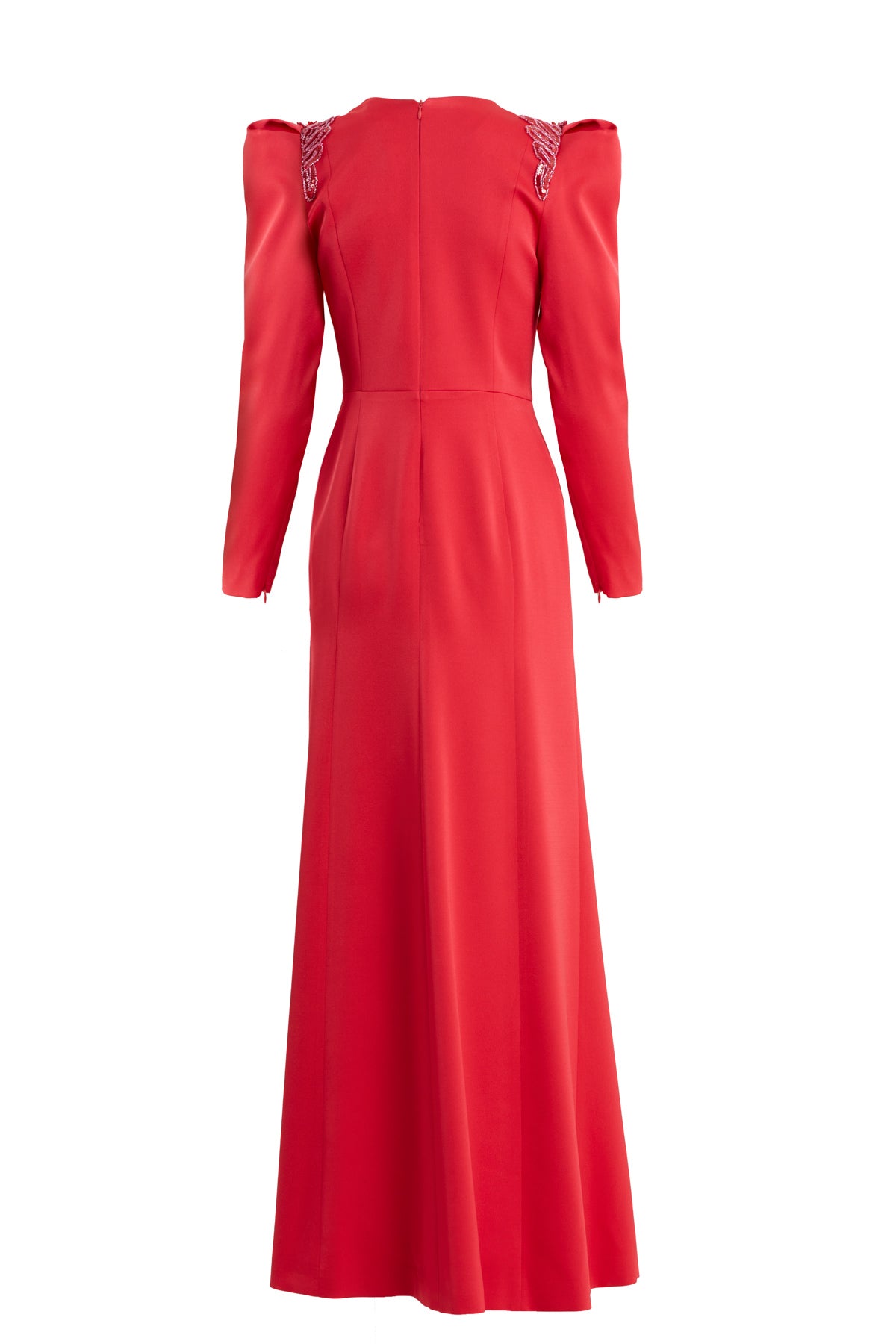 Red Embellished Slit Detail Dress