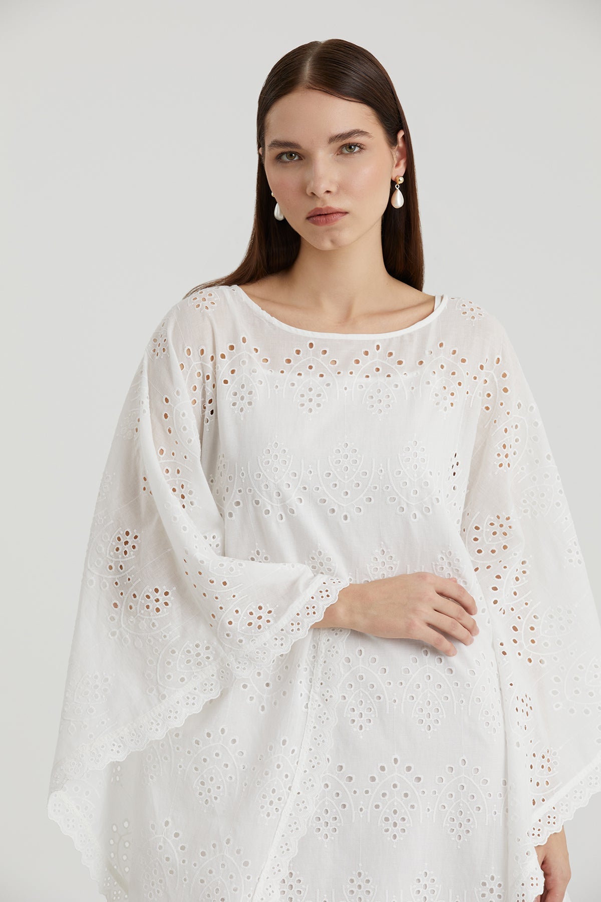 Ecru Batwing Sleeve Dress