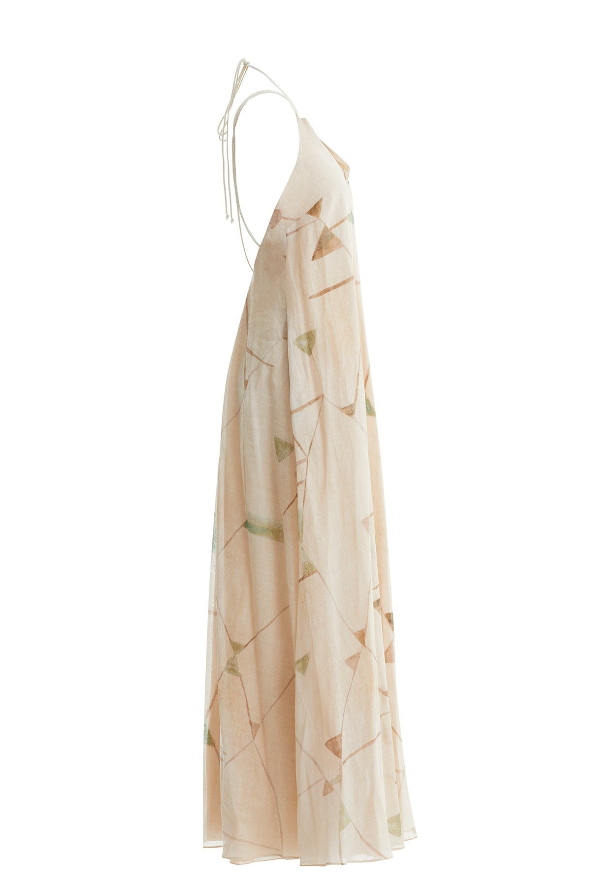 Beige Strappy Printed Relaxed Dress
