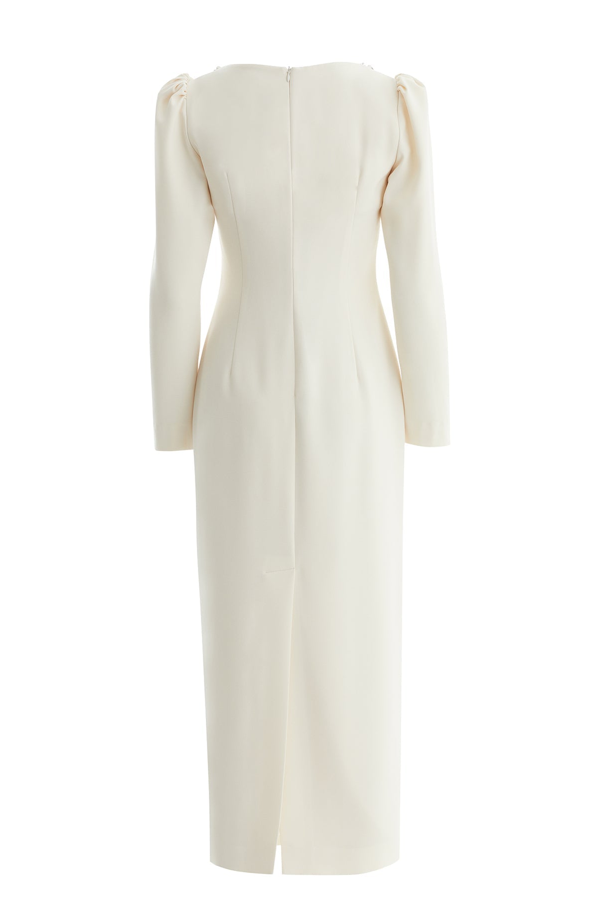 Beige Heart-Neck Embellished Dress