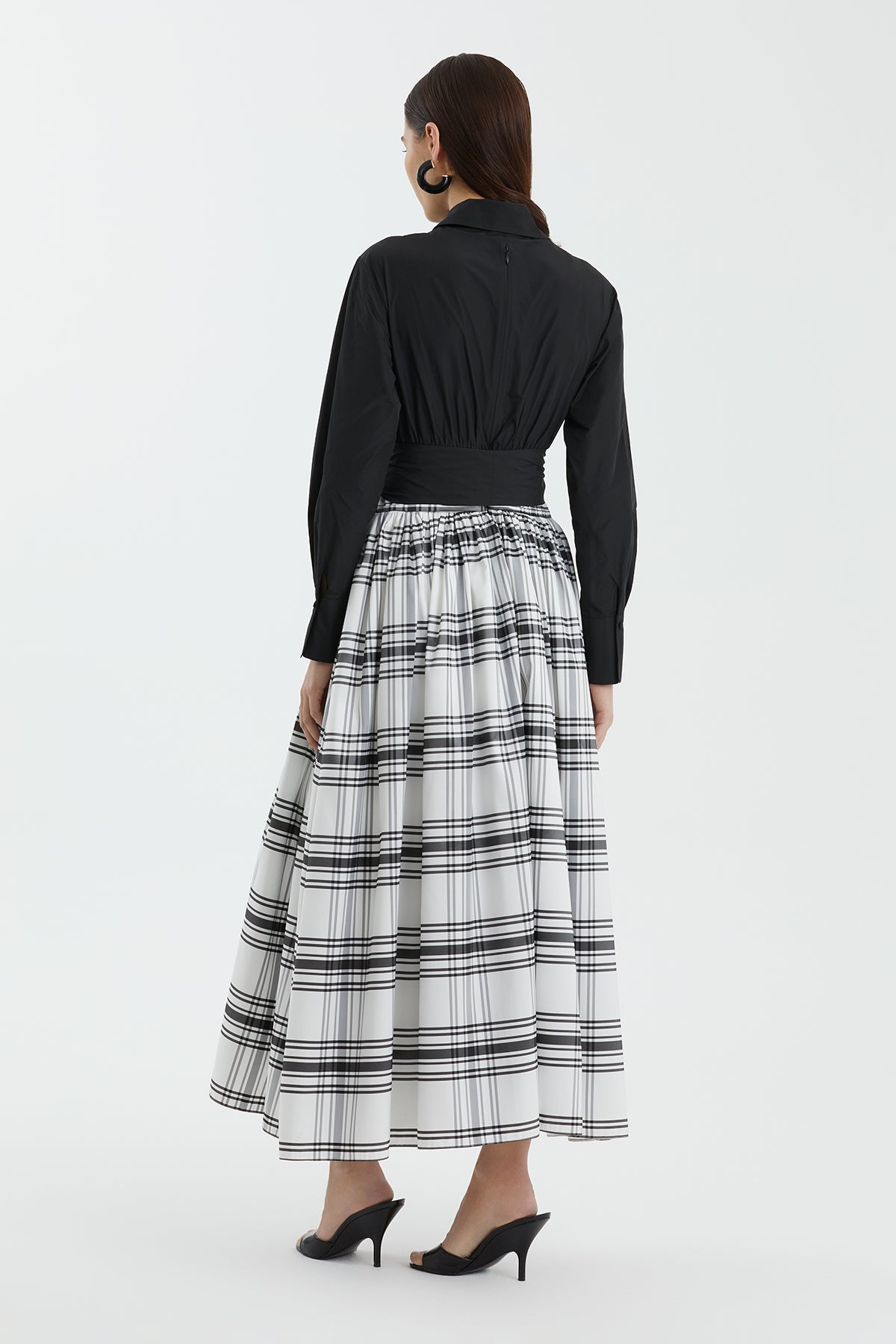 Black Checked Belted Dress