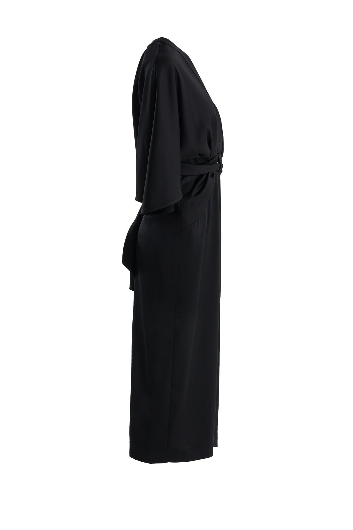 Draped Three-Quarter Sleeve Long Dress