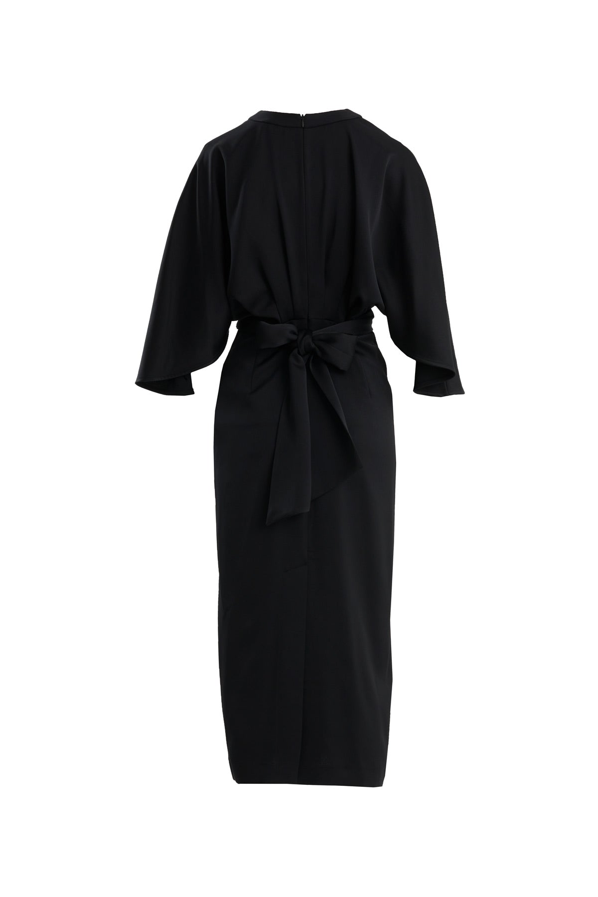 Draped Three-Quarter Sleeve Long Dress
