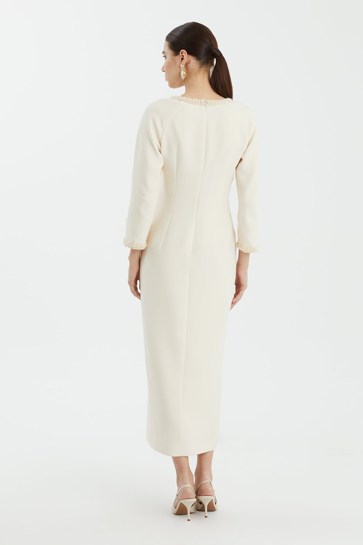 Beige V-Neck Dress