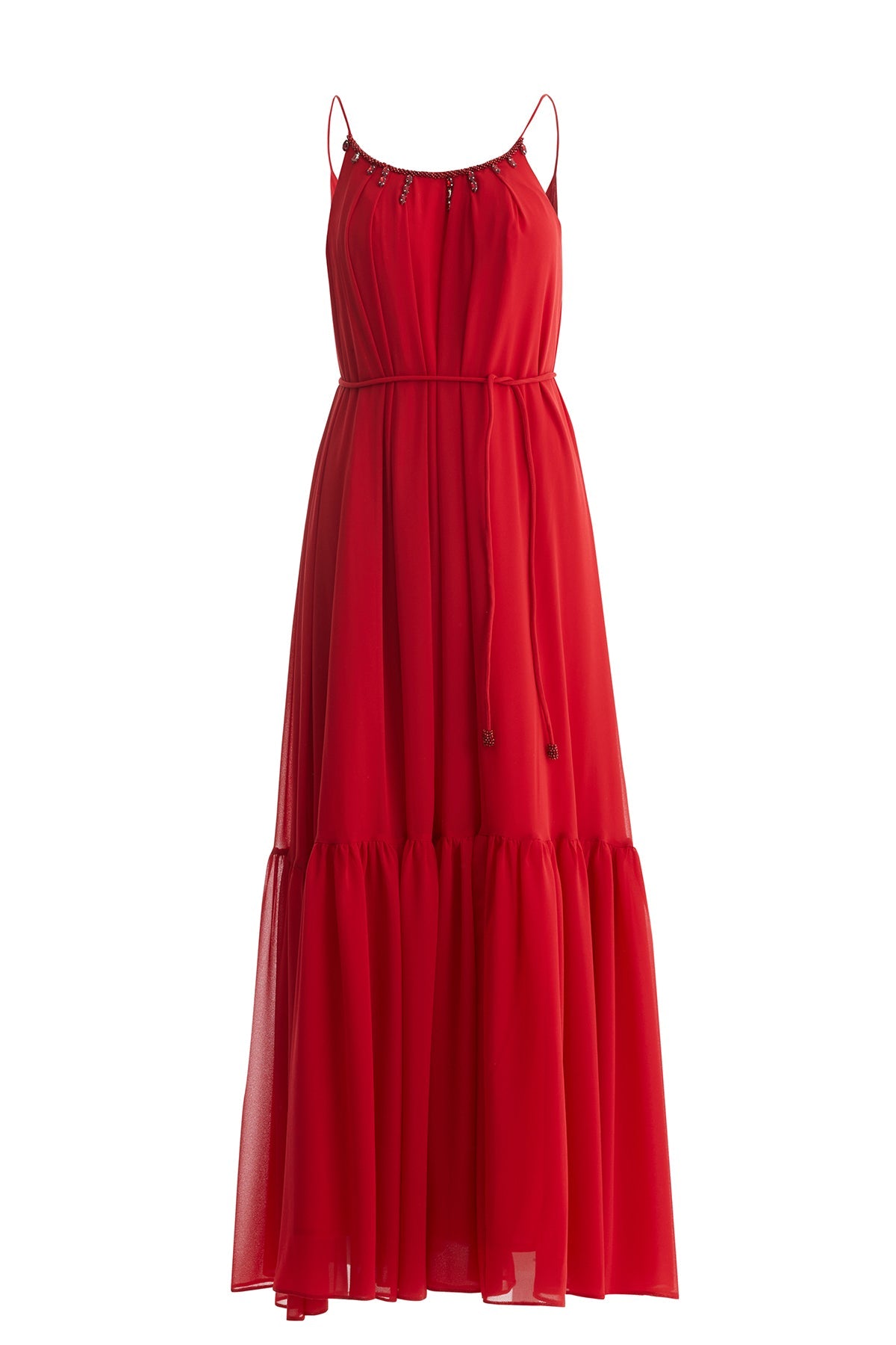 Embroidered Sleeveless Plain Dress