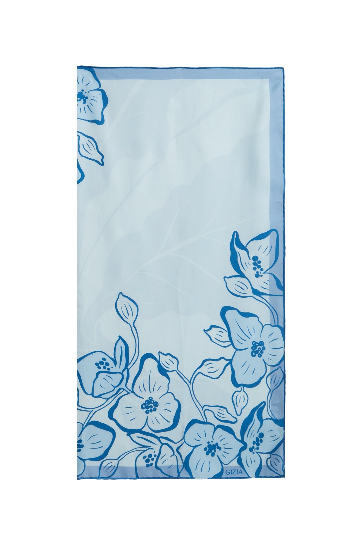 Blue Floral Silk Scarf