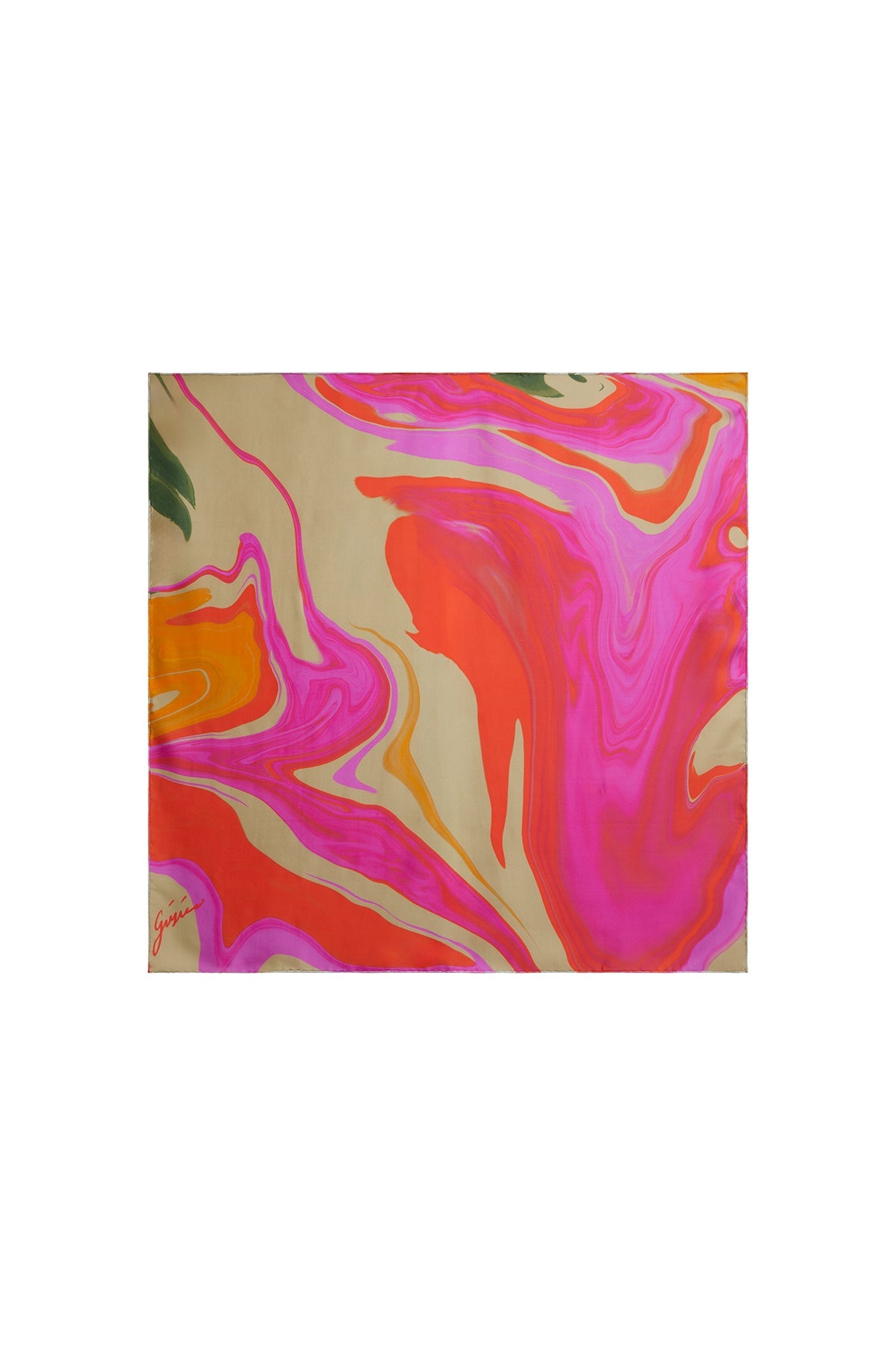 Red Fuchsia Print Silk Scarf